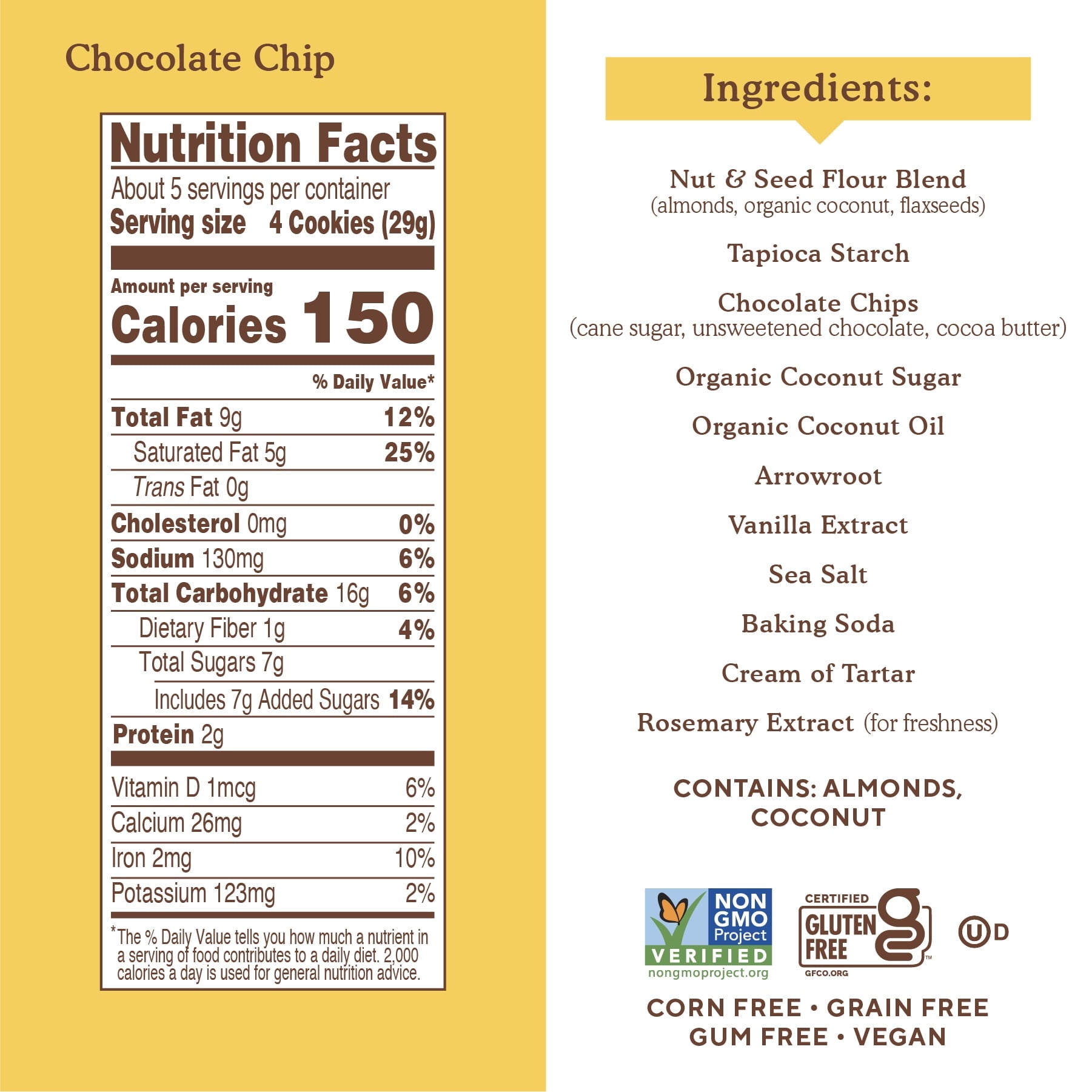 Simple Mills Chocolate Chip Crunchy Cookies, 5.5 oz.