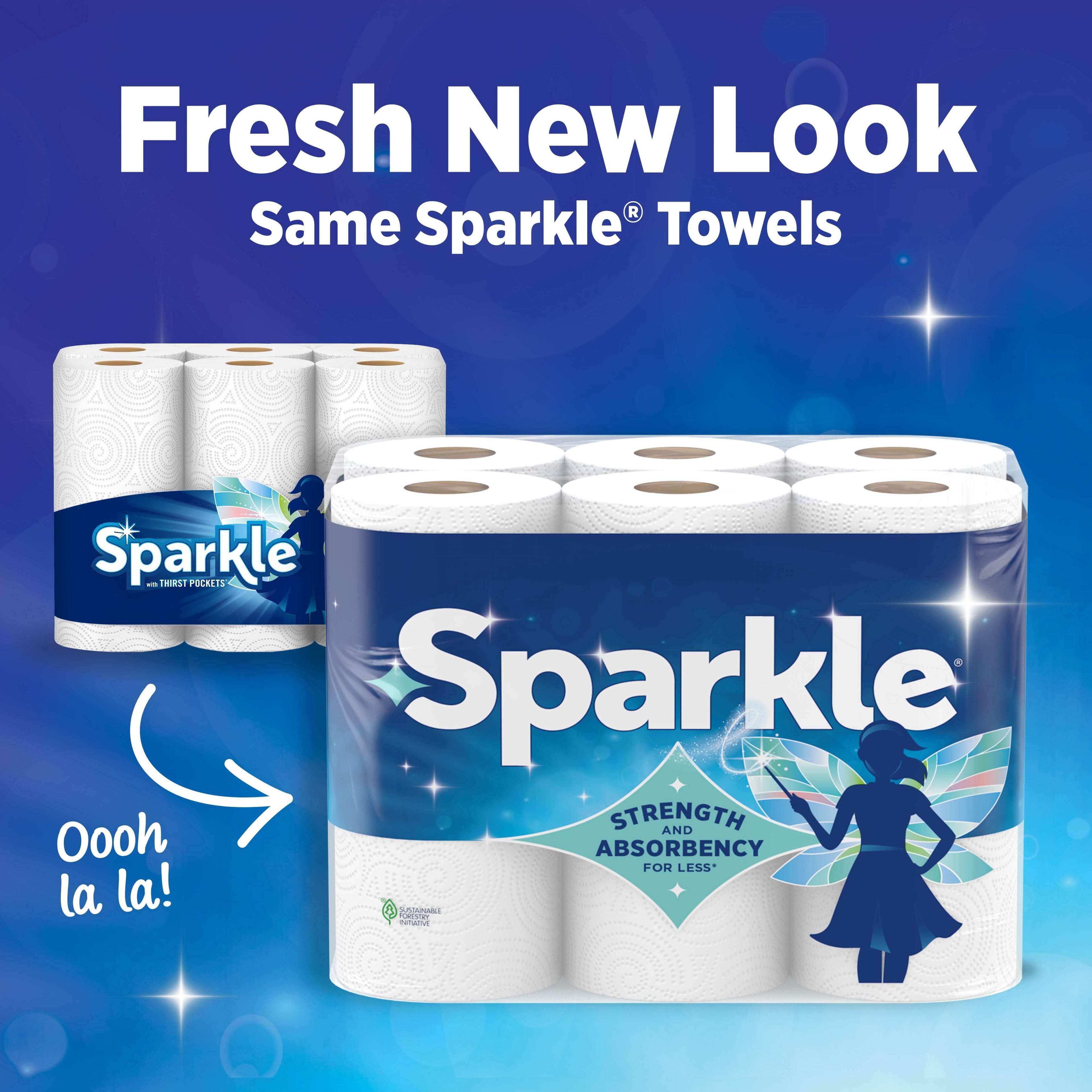 Sparkle Tear-A-Square Paper Towels, 8 Double Rolls, 110 Sheets per Roll