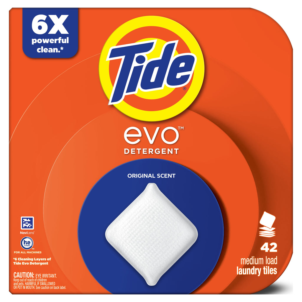 Tide evo Laundry Detergent Tiles, 100% Concentrated, Original Tide Scent, 16 Count