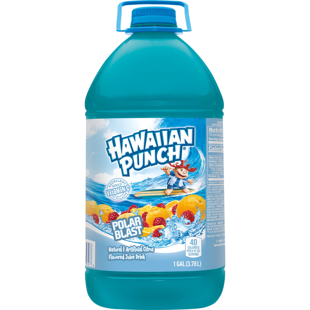 (4 pack) Hawaiian Punch Polar Blast, Juice Drink, 1 Gallon Bottle
