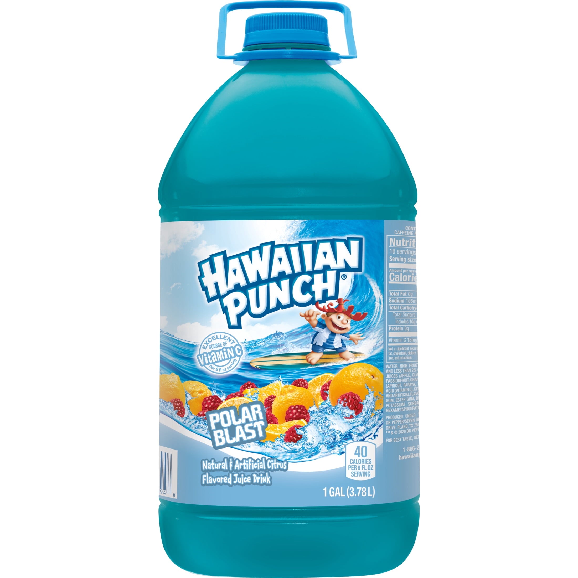 (4 pack) Hawaiian Punch Polar Blast, Juice Drink, 1 Gallon Bottle