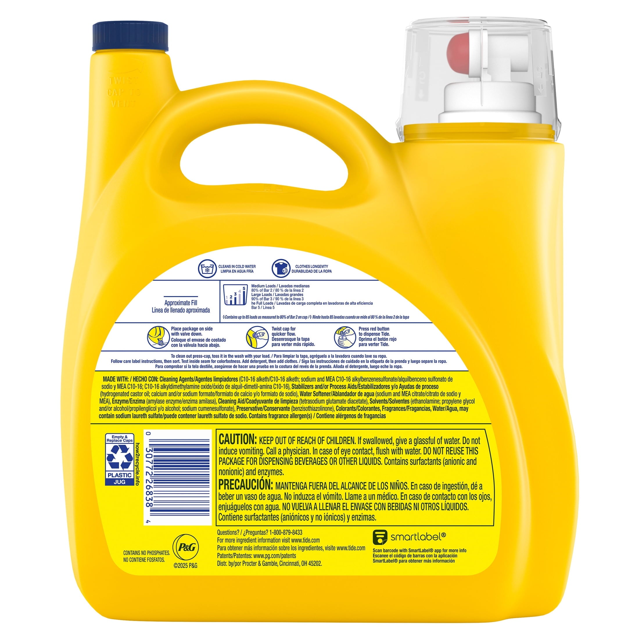 Tide Simply Liquid Laundry Detergent, Clean & Fresh, Berry Blossom Scent, 85 Loads, 107 fl oz