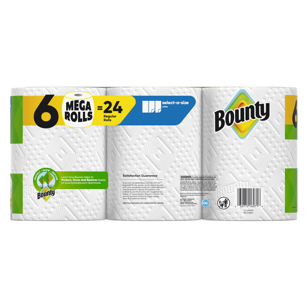 Bounty Paper Towels Select-A-Size White, 1 Mega Roll, 164 Sheets per Roll