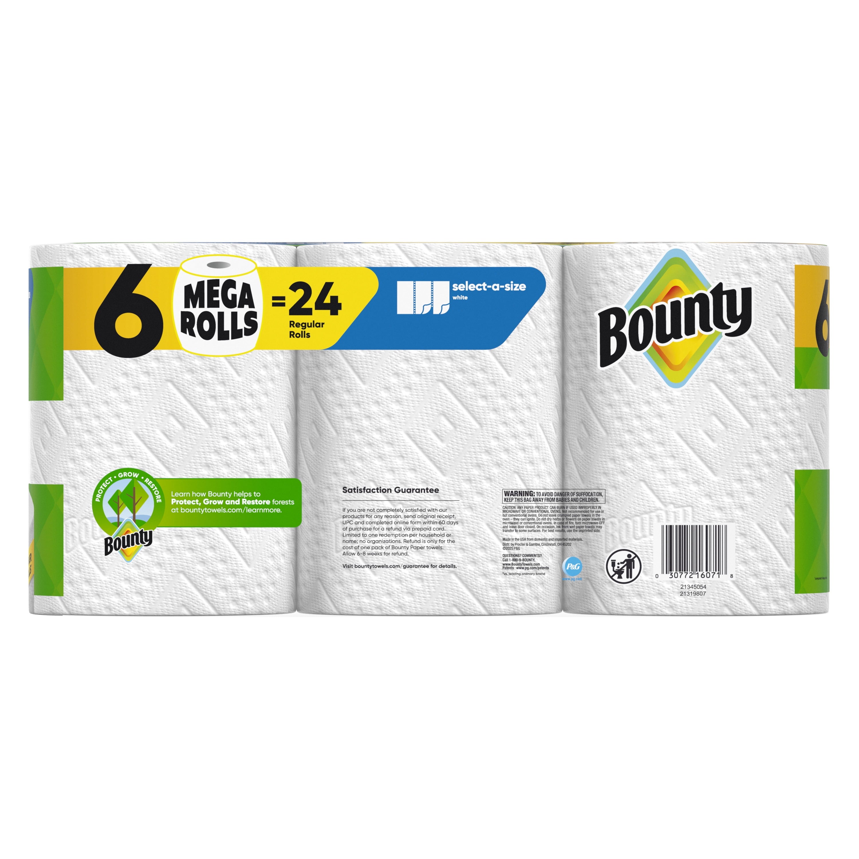 Bounty Paper Towels Select-A-Size White, 1 Mega Roll, 164 Sheets per Roll