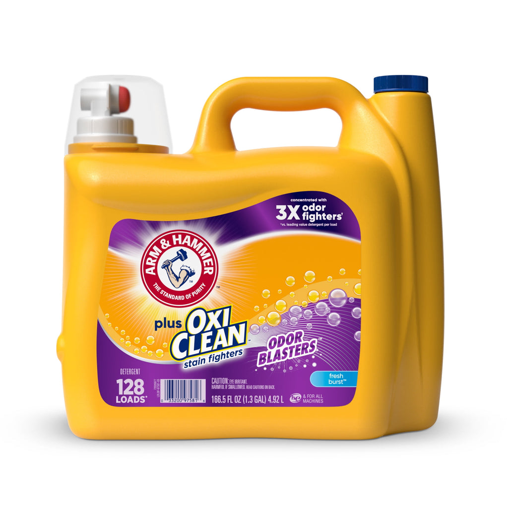 ARM & HAMMER Plus OxiClean Odor Blasters Fresh Burst, Liquid Laundry Detergent, 128 Loads
