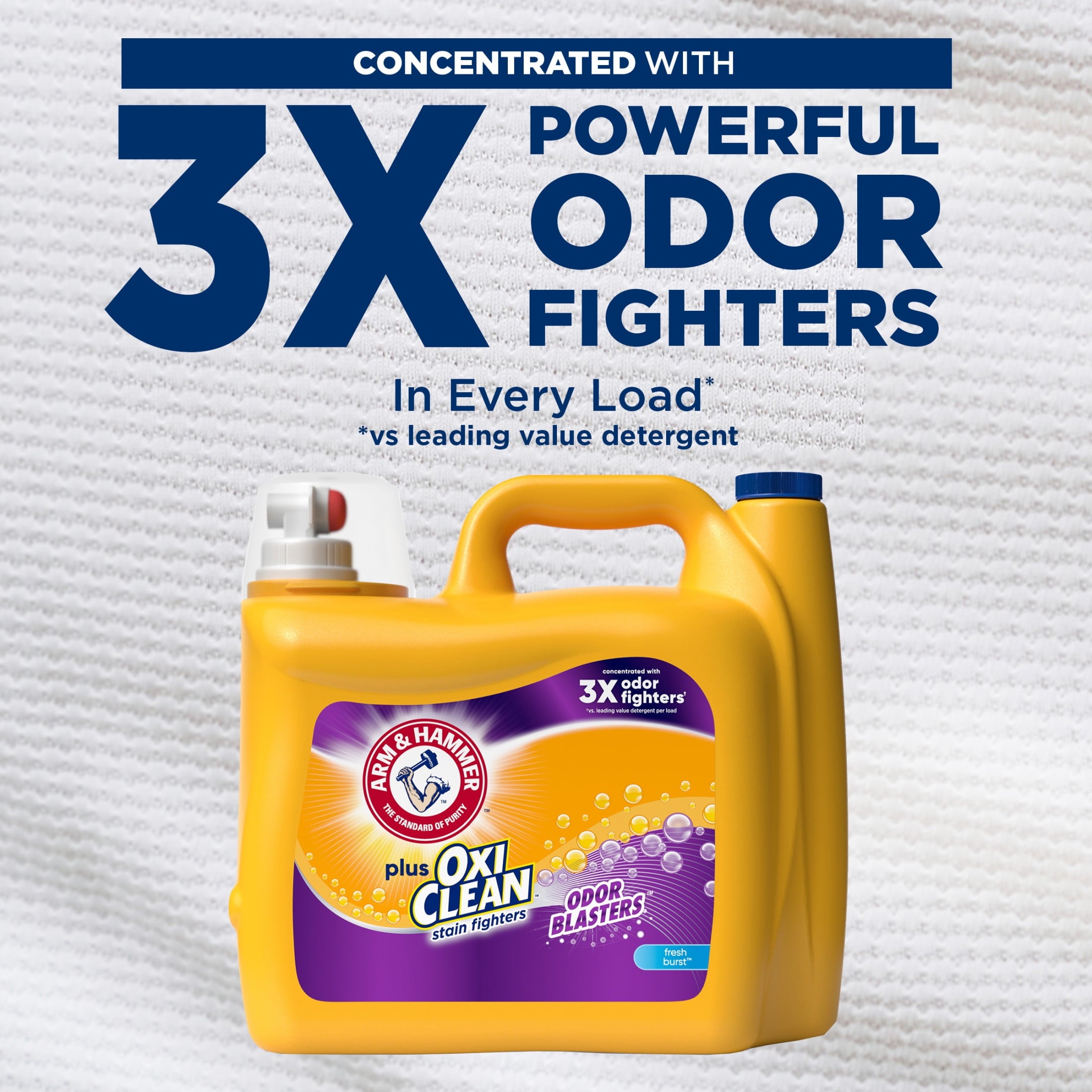 ARM & HAMMER Plus OxiClean Odor Blasters Fresh Burst, Liquid Laundry Detergent, 128 Loads