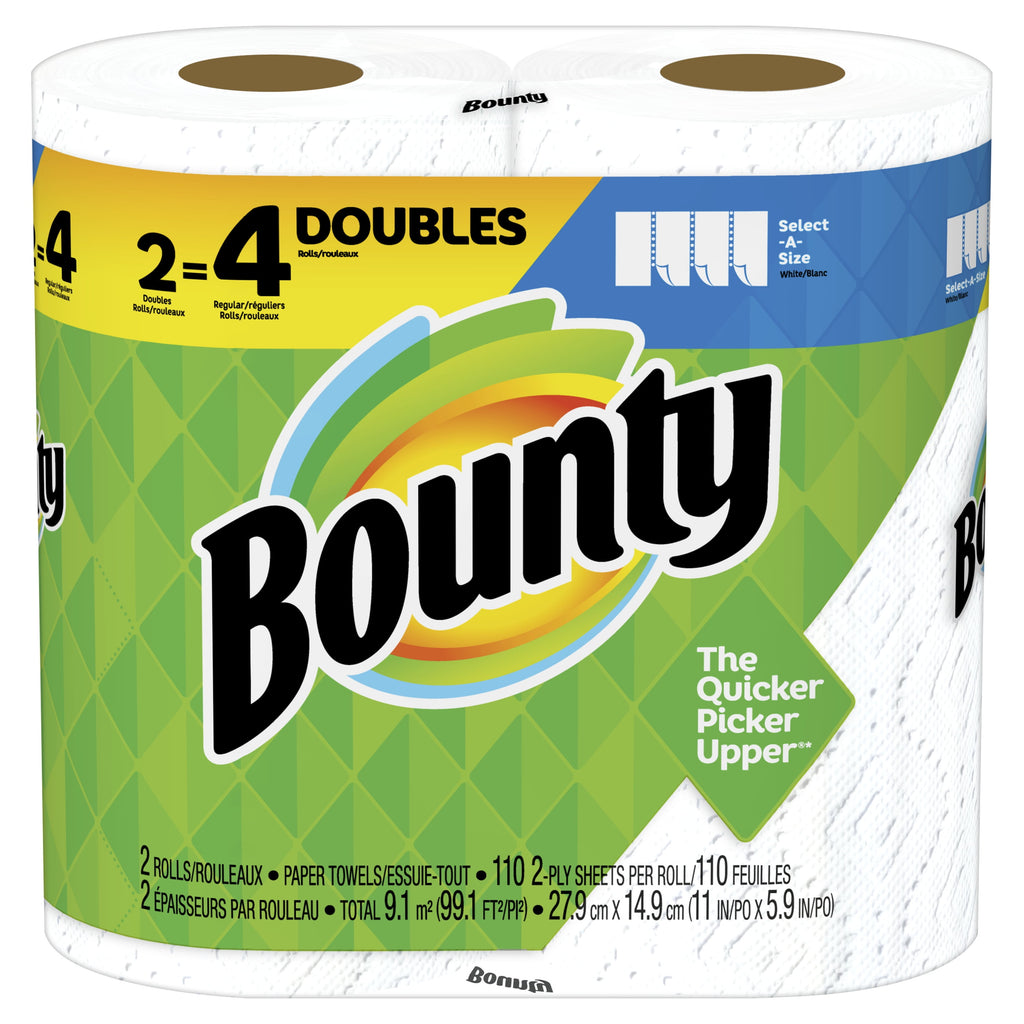 Bounty Select-A-Size Paper Towels, White, 2 Double Rolls
