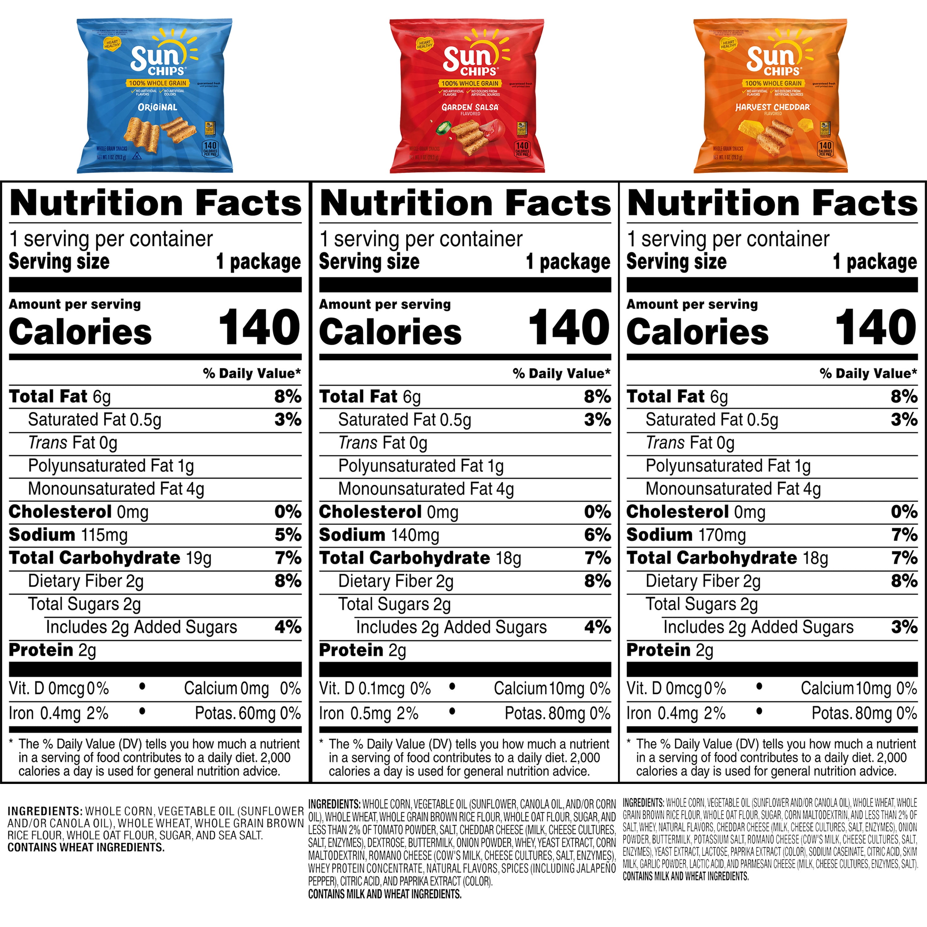 SunChips Multigrain Chips Variety Pack, 1 oz Bags, 40 Count (Assortment May Vary)
