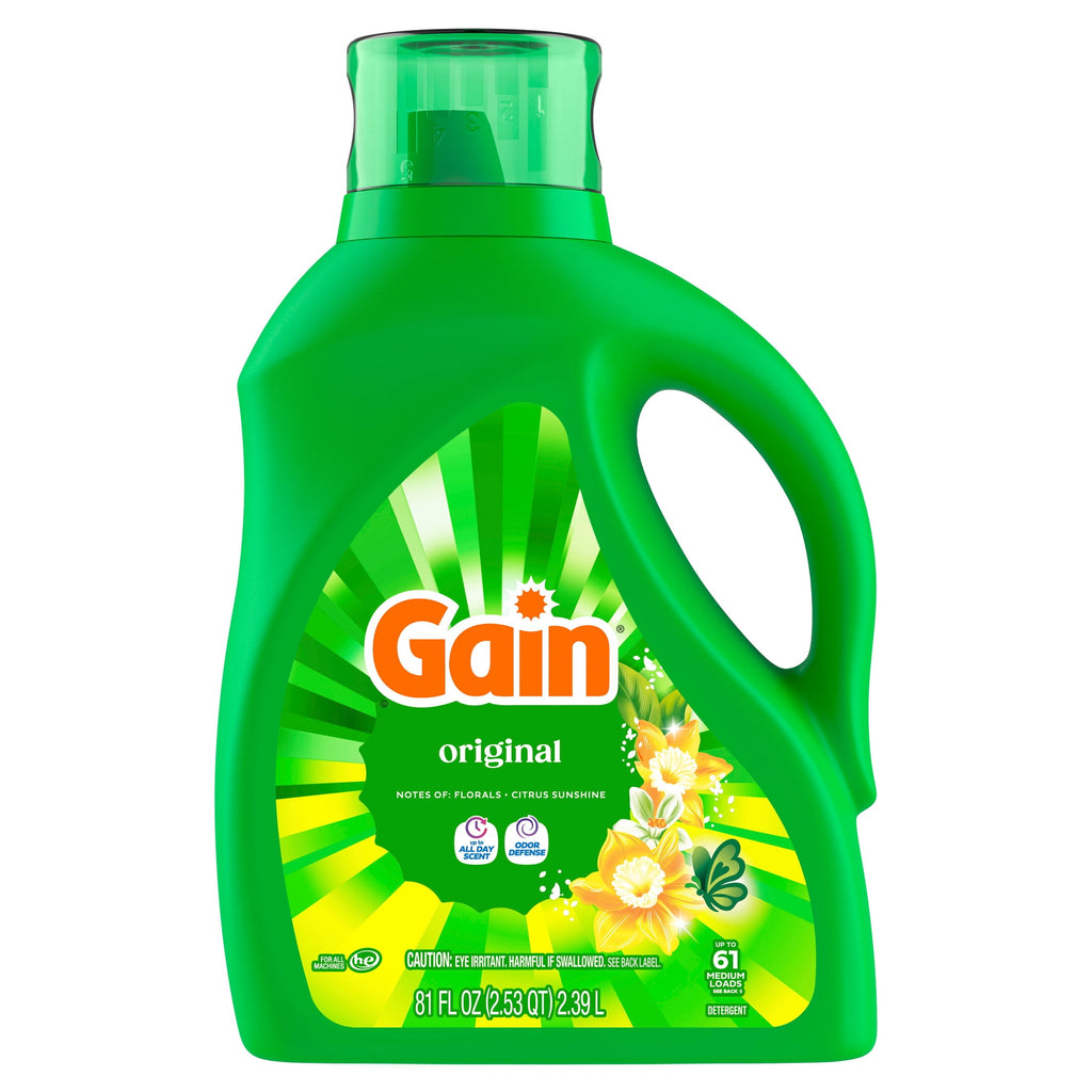 (2 pack) Gain Laundry Detergent Liquid, Now with Odor Defense, Original Scent, 81 fl oz, 61 Loads