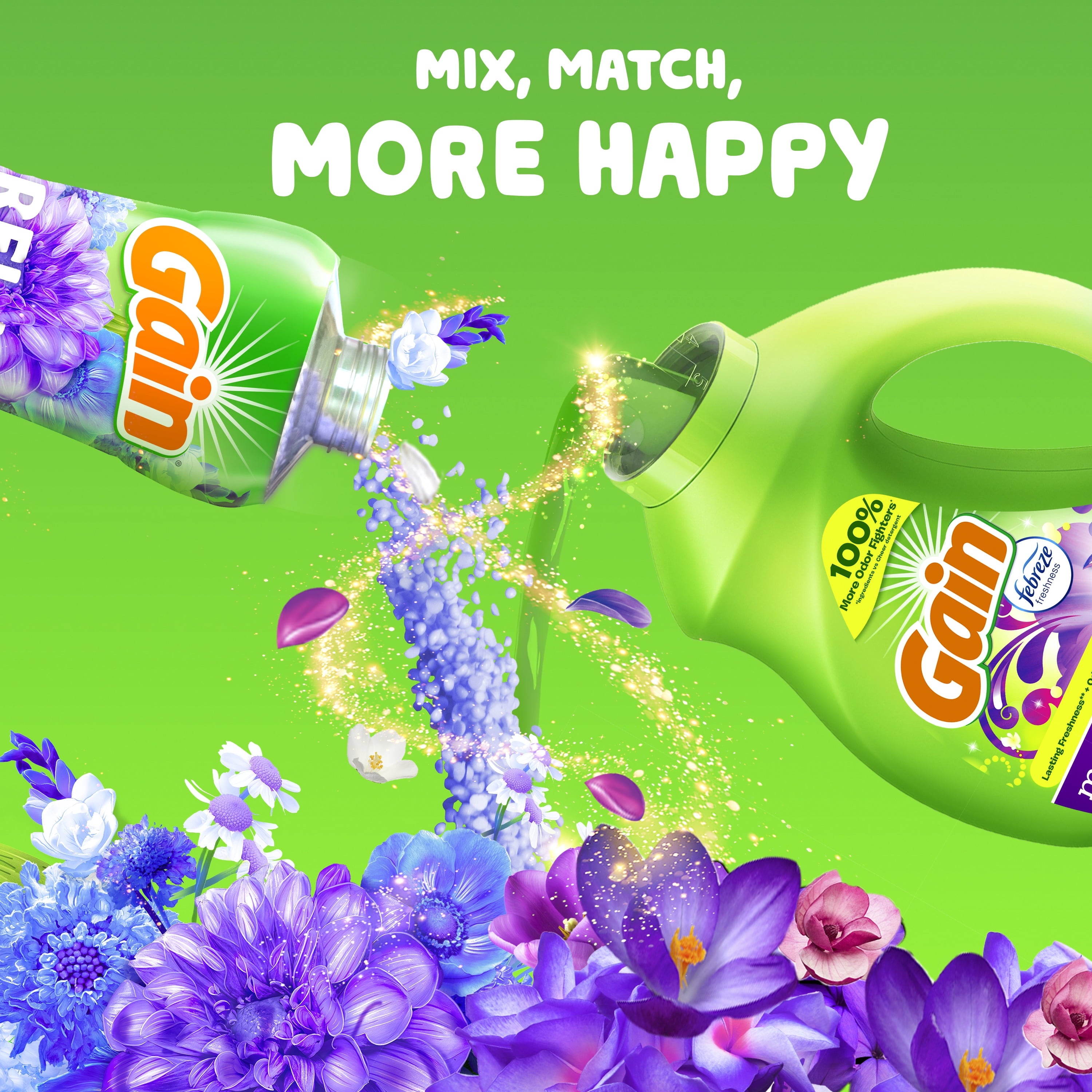 Gain Laundry Detergent Liquid with Odor Fighters, Moonlight Breeze Scent, 46 fl oz, 32 Loads