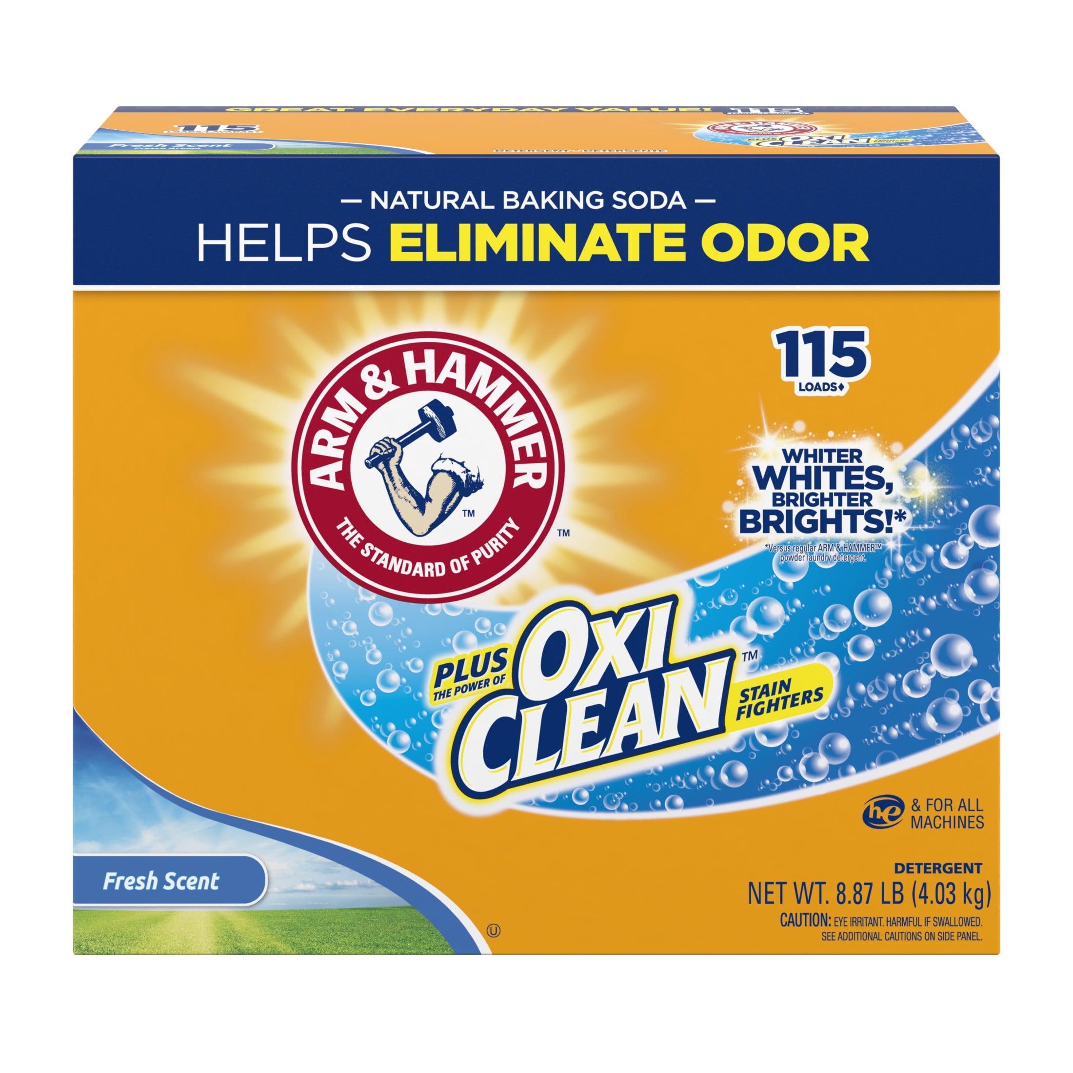 ARM & HAMMER Plus OxiClean Powder Laundry Detergent, Fresh Scent, 115 Loads