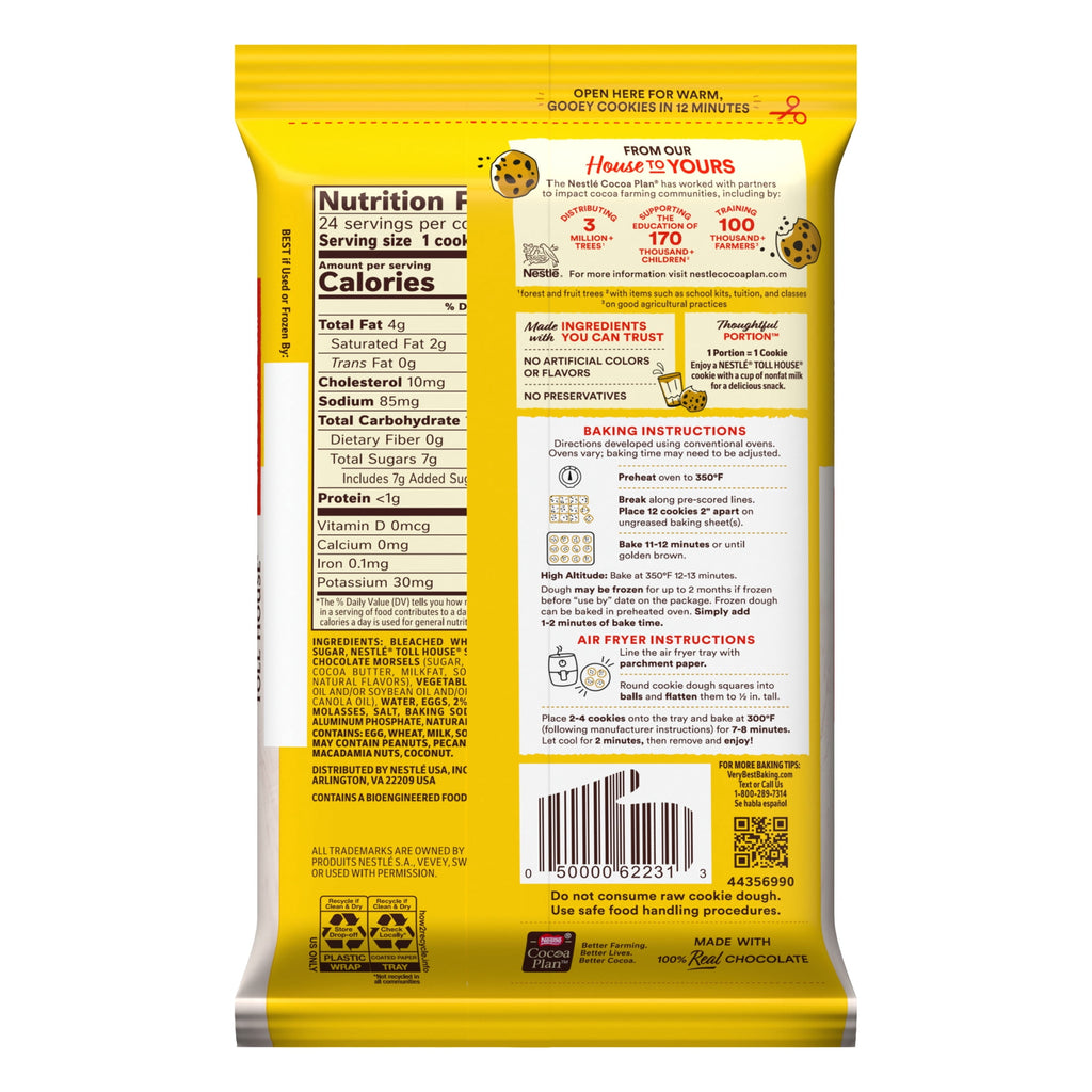 Nestle Toll House Chocolate Chip Cookie Dough, Makes 24 Cookies, 16.5 oz