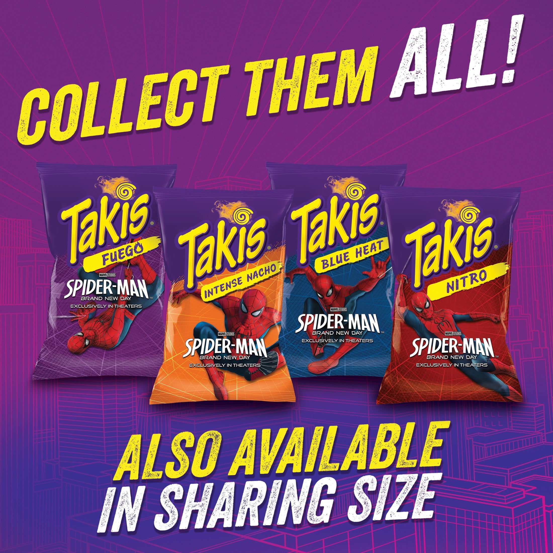 Takis Fuego Mini 25 pc / 1.23 oz Bite Size Multipack, Hot Chili Pepper & Lime Rolled Tortilla Chips