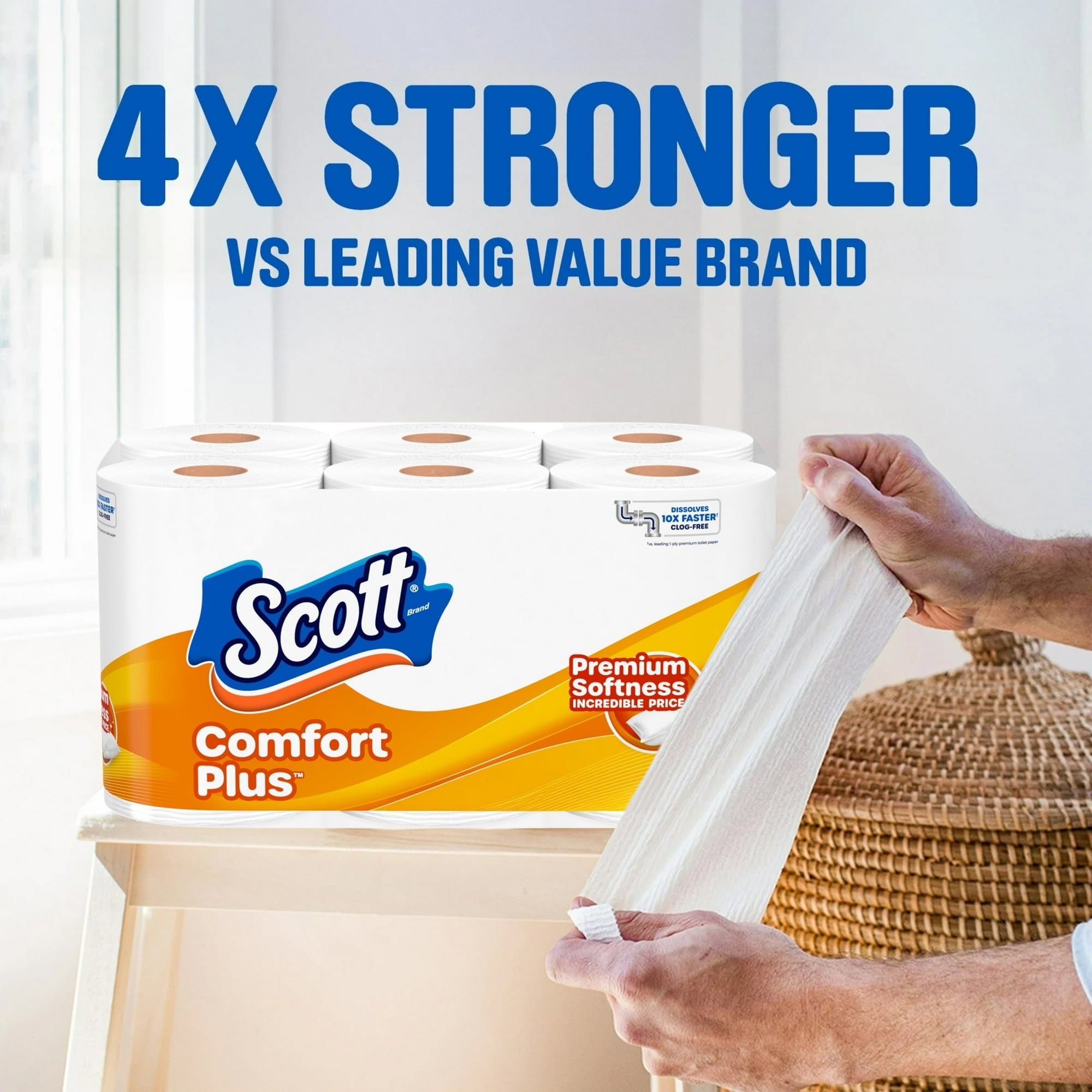 Scott ComfortPlus Toilet Paper, 12 Double Rolls (Pack of 2)