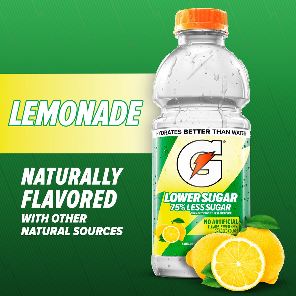 Gatorade Lower Sugar, No Artificials Fruit Punch Flavored Electrolyte Sports Drink, 12 fl oz Bottle, (12 pack), 75% Less Sugar, Hydration