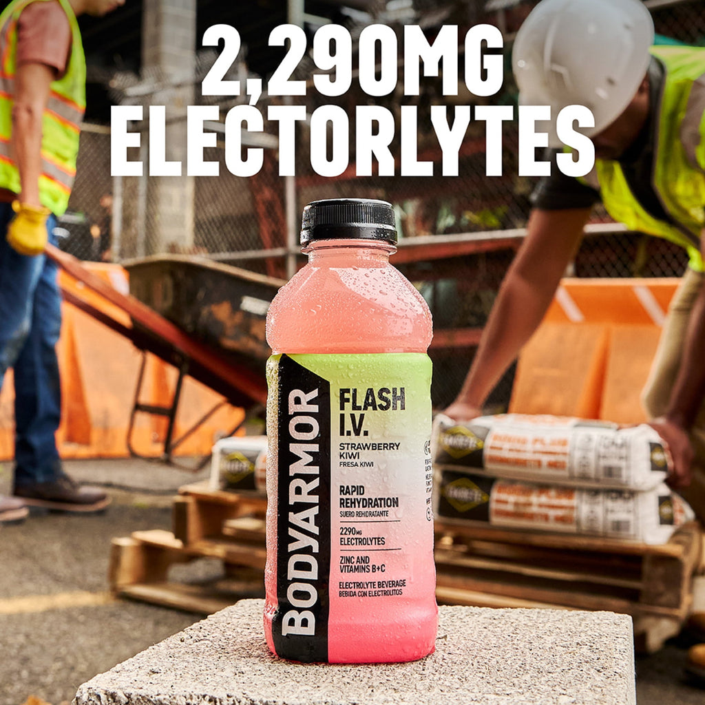 BODYARMOR Flash I.V. Strawberry Kiwi Electrolyte Sports Drink Bottle, 20 fl oz