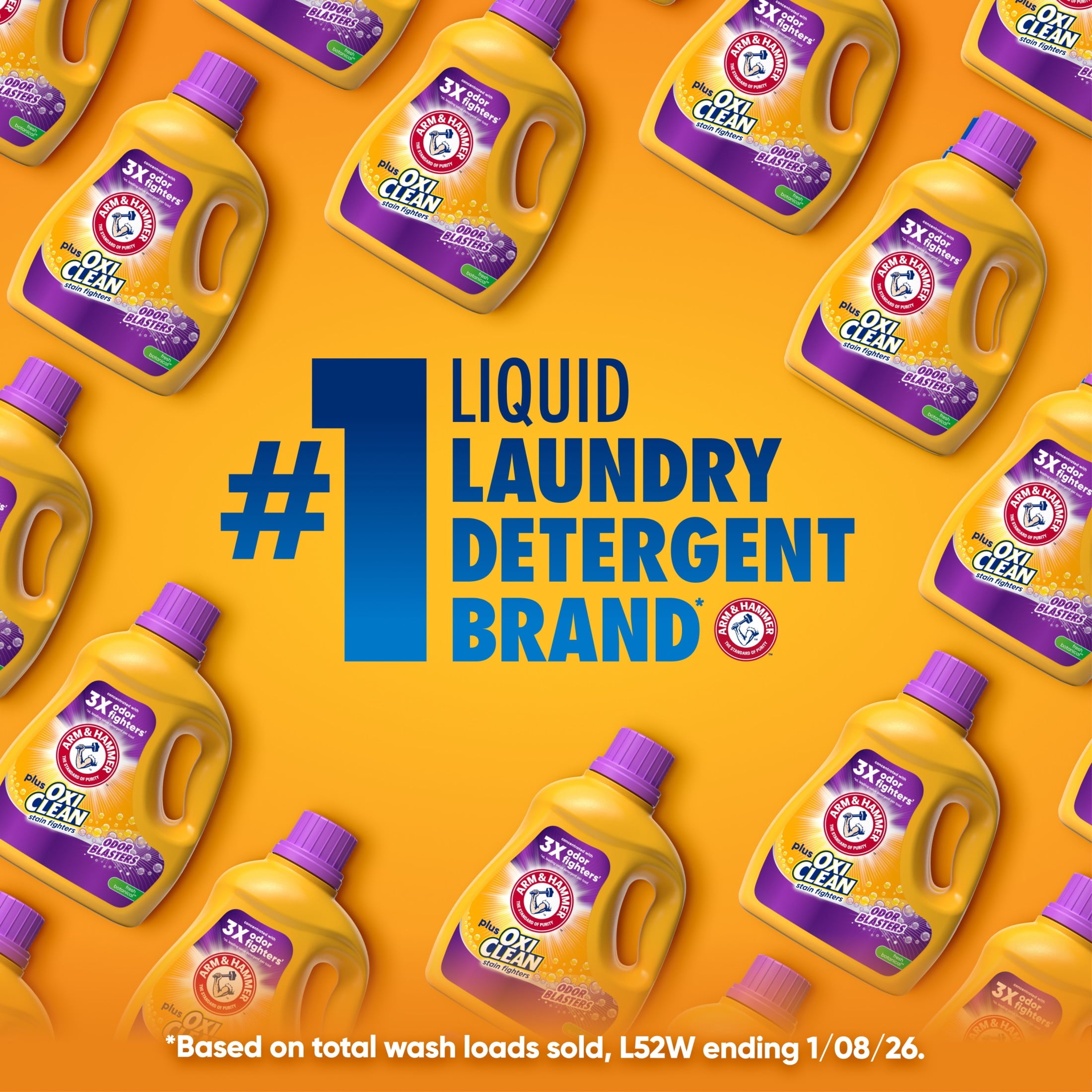 ARM & HAMMER Plus OxiClean with Odor Blasters Liquid Laundry Detergent, Fresh Burst, 96.2 Fl Oz