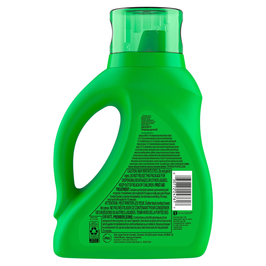 Gain Laundry Detergent Liquid, Now with Odor Defense, Moonlight Breeze Scent, 39 fl oz, 29 Loads