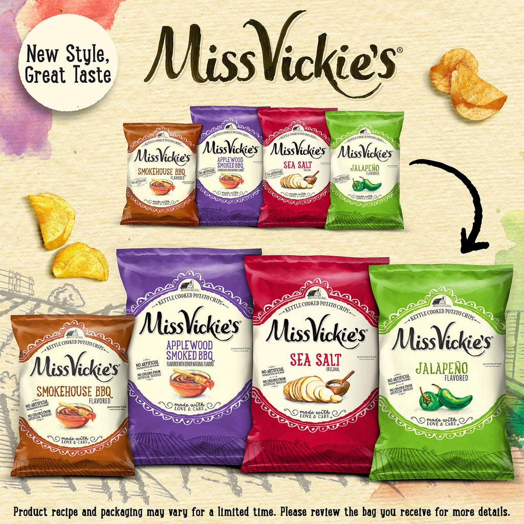 Miss Vickie's Kettle Cooked Potato Chips, 4 Flavor Variety Pack, 1 oz, 15 Count
