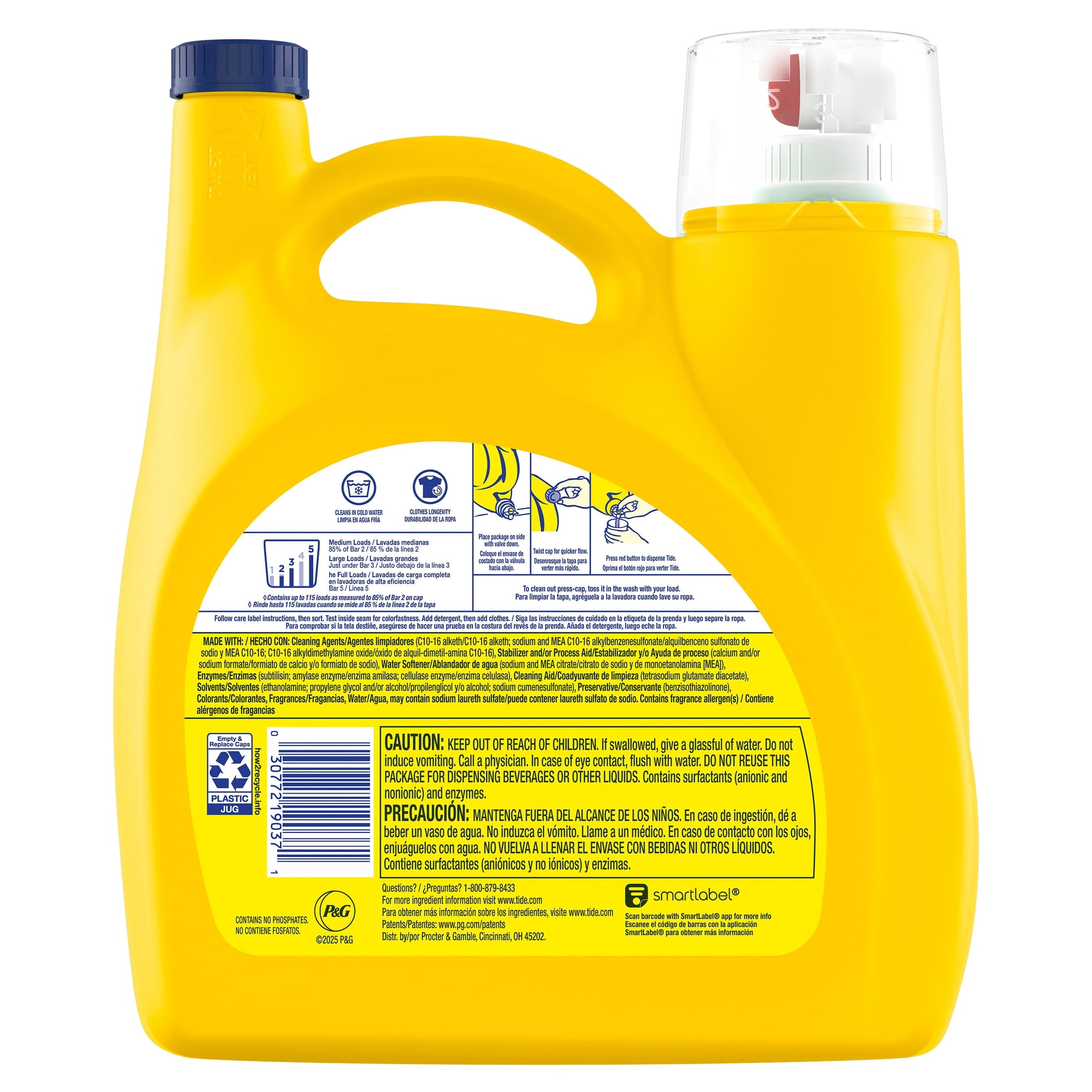 Tide Simply Laundry Detergent Liquid, Oxi Boost + Ultra Stain Release, Refreshing Breeze Scent, 154 fl oz, 115 Loads