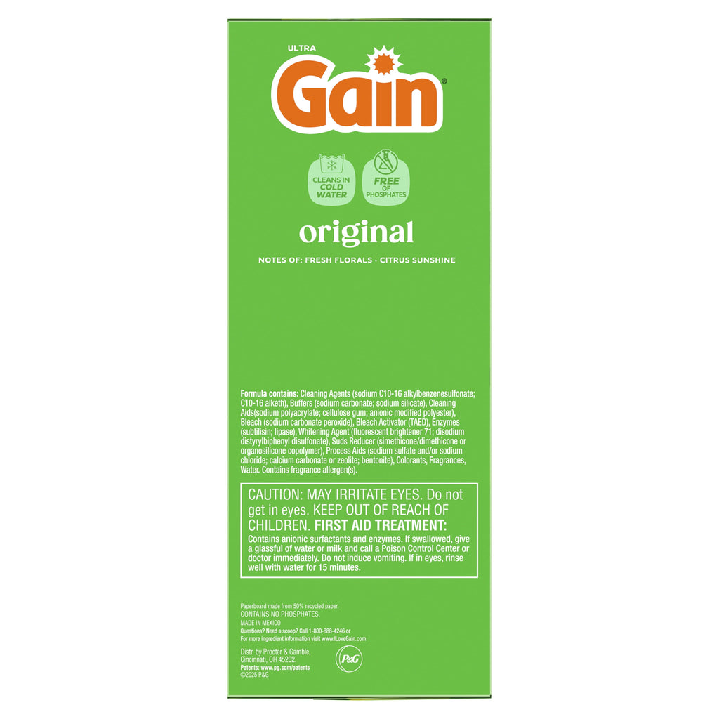 Gain Powder Laundry Detergent, Original Scent, 123 oz, 133 Loads