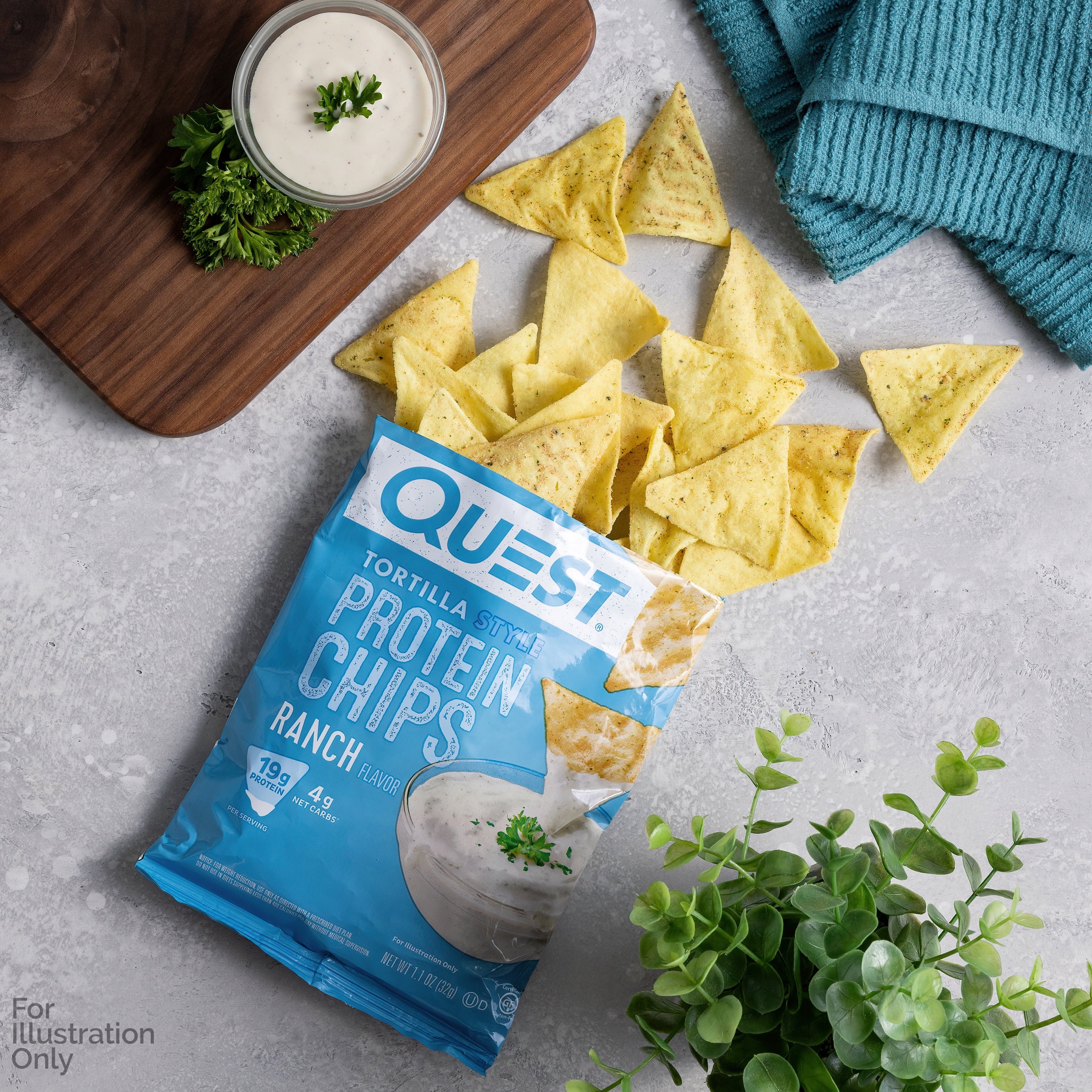 (2 pack) Quest Tortilla Style Protein Chips, Ranch, Baked, Gluten Free, 4 Count