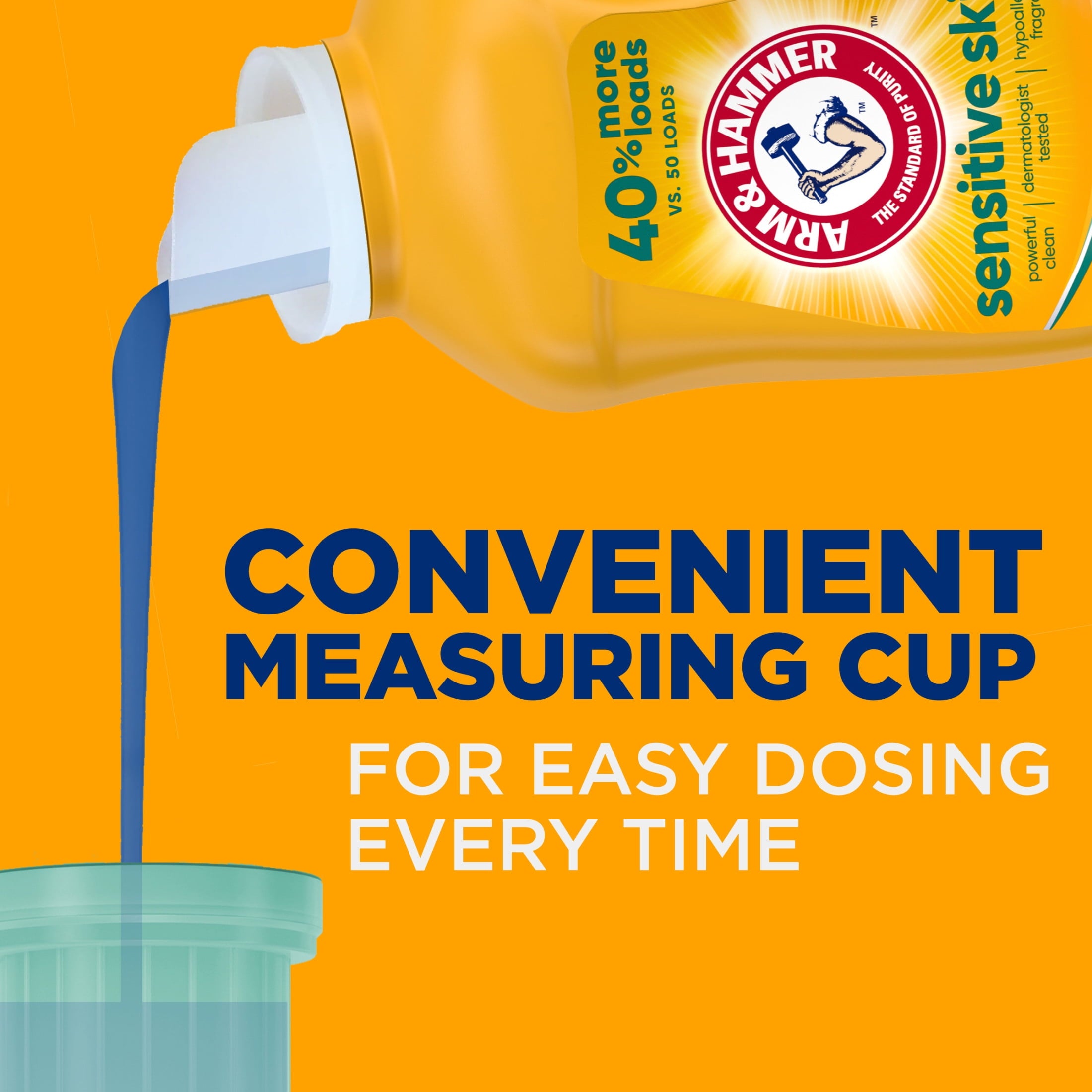 ARM & HAMMER Sensitive Skin Liquid Laundry Detergent Soap, Fresh Scent, 105 fl oz, 105 Loads