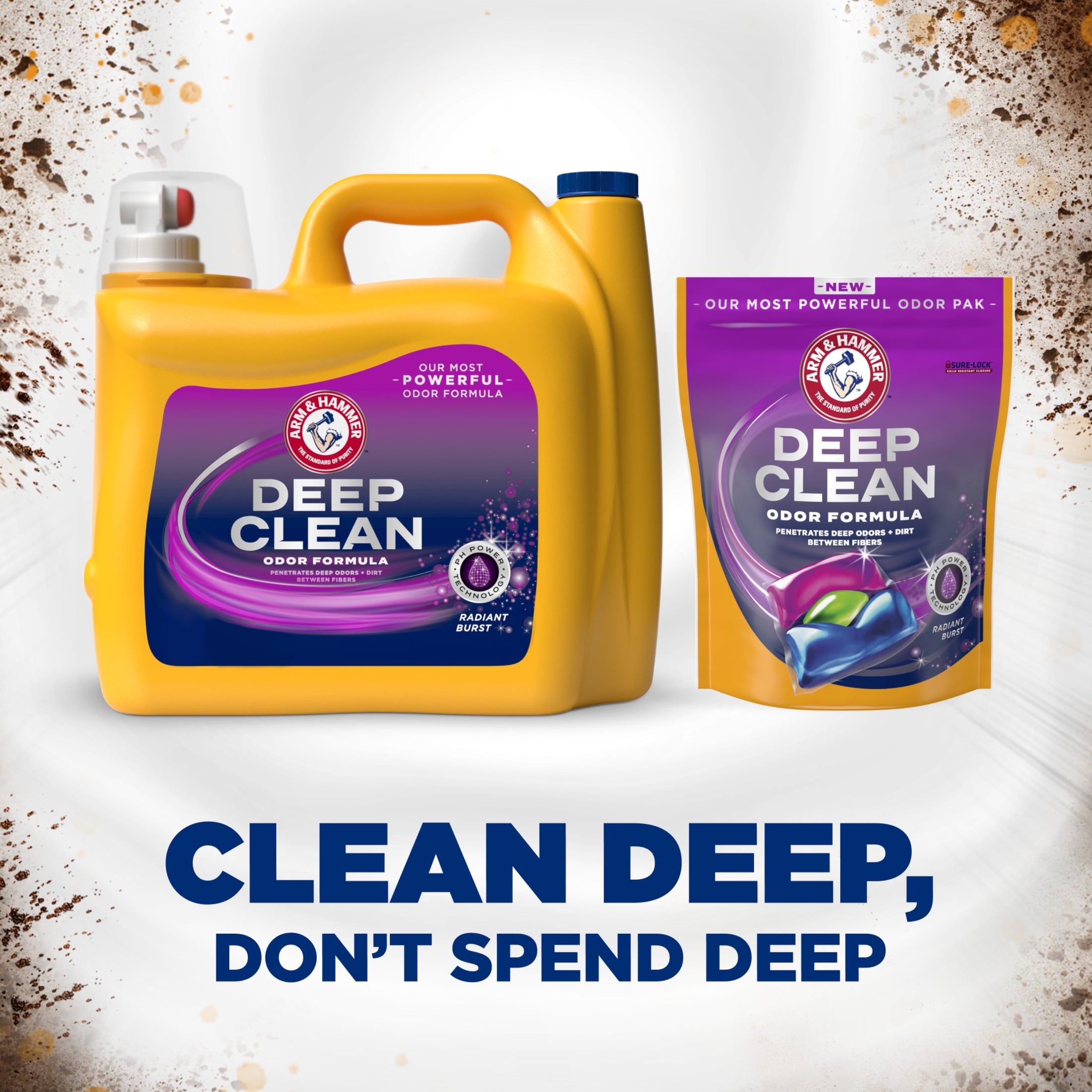 ARM & HAMMER Deep Clean Odor Formula Liquid Laundry Detergent, Radiant Burst, 150 Fl Oz