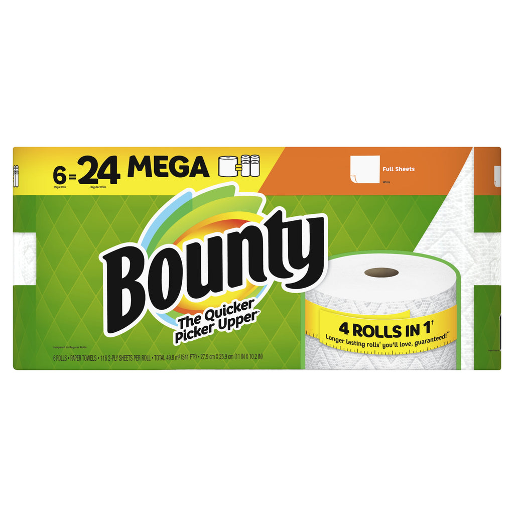 Bounty Paper Towels Full Sheet, 6 Mega Rolls