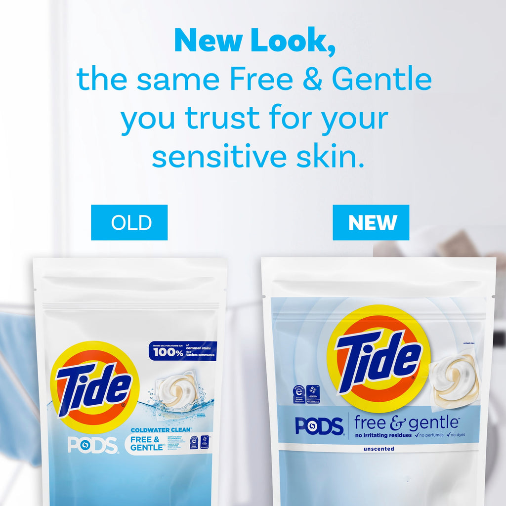 Tide PODS Free & Gentle laundry detergent, 102 ct, Trusted, gentle laundry detergent pods, 100% free of irritating residues: no added dyes and perfumes