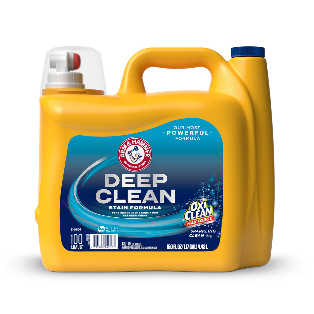ARM & HAMMER Plus OxiClean Max Force Deep Clean Stain Liquid Laundry Detergent, Sparkling Clean