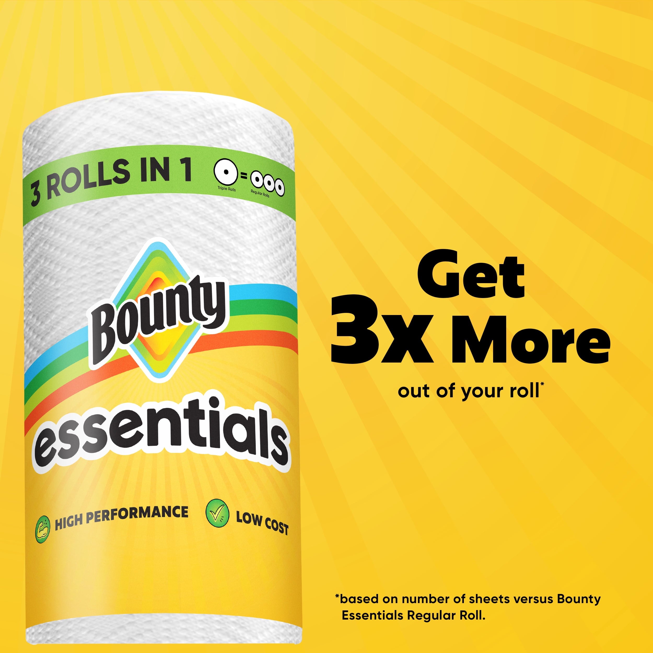 Bounty Essentials Paper Towels Select-a-Size, 6 Triple Rolls