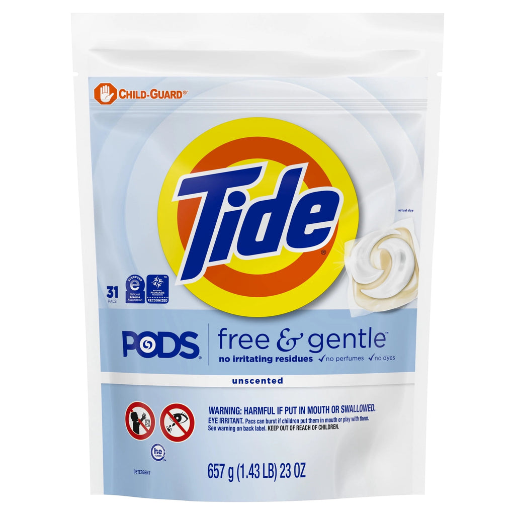 Tide PODS Free & Gentle laundry detergent, 102 ct, Trusted, gentle laundry detergent pods, 100% free of irritating residues: no added dyes and perfumes