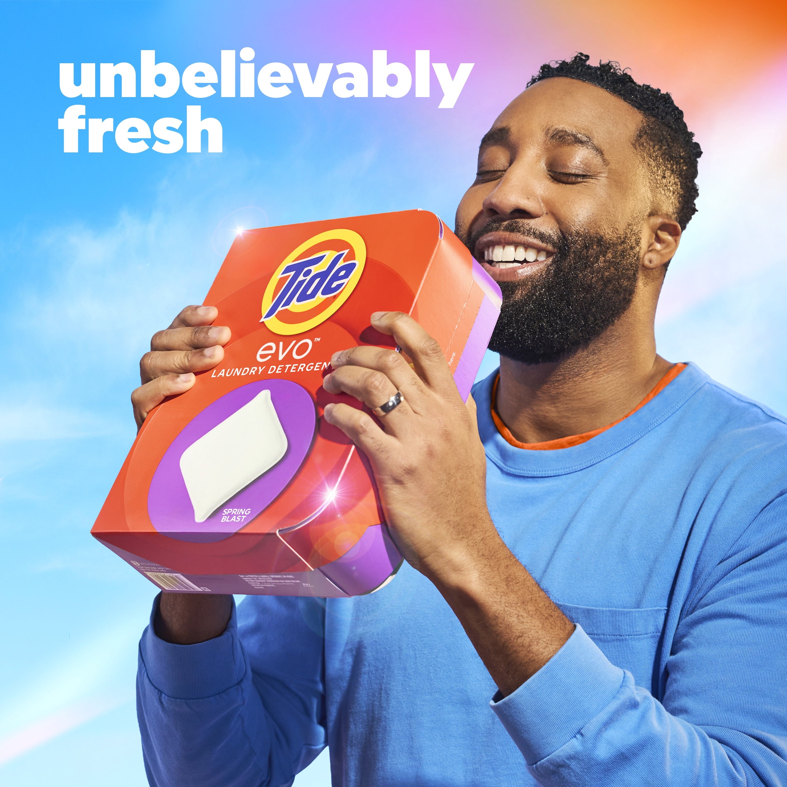 Tide Evo Laundry Detergent Tiles, 100% Concentrated, 6X Cleaning Power, Spring Blast Scent, 16 Count