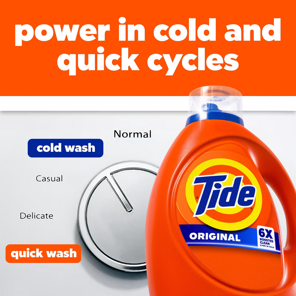 Tide Laundry Detergent Liquid with 6X Boosted Cleaning Power, Original Scent, 125 fl oz, 100 Loads