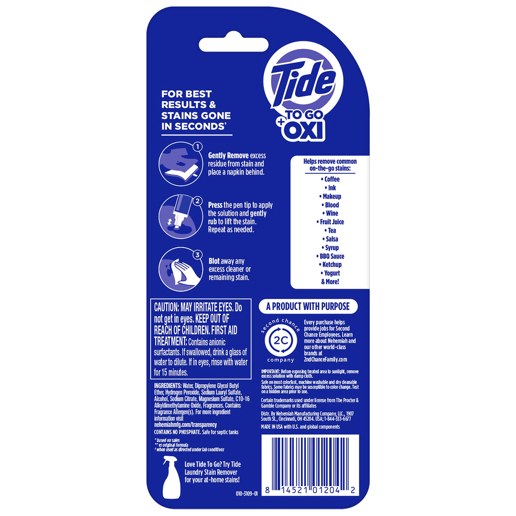 Tide To Go Instant Laundry Stain Remover Pen and Spot Cleaner, Travel Size Stain Sticks, Fresh, 1.01 fl oz, 3 Count