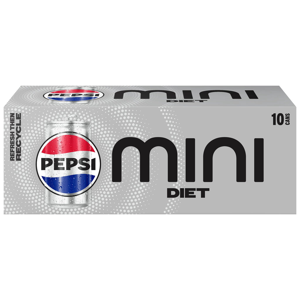 Diet Pepsi Cola Soda Pop, 7.5 fl oz, 10 Pack Mini Cans