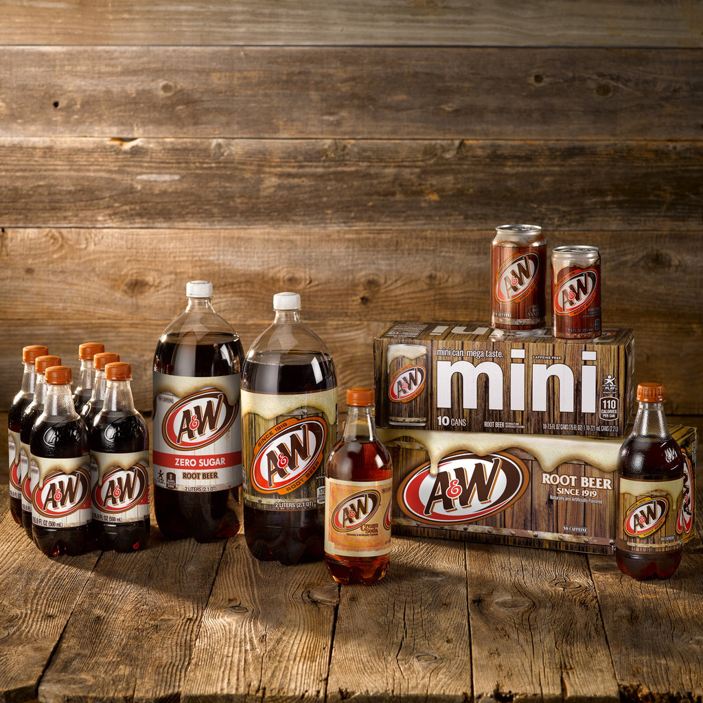 A&W Root Beer Soda Pop, 7.5 fl oz, 10 Pack Cans