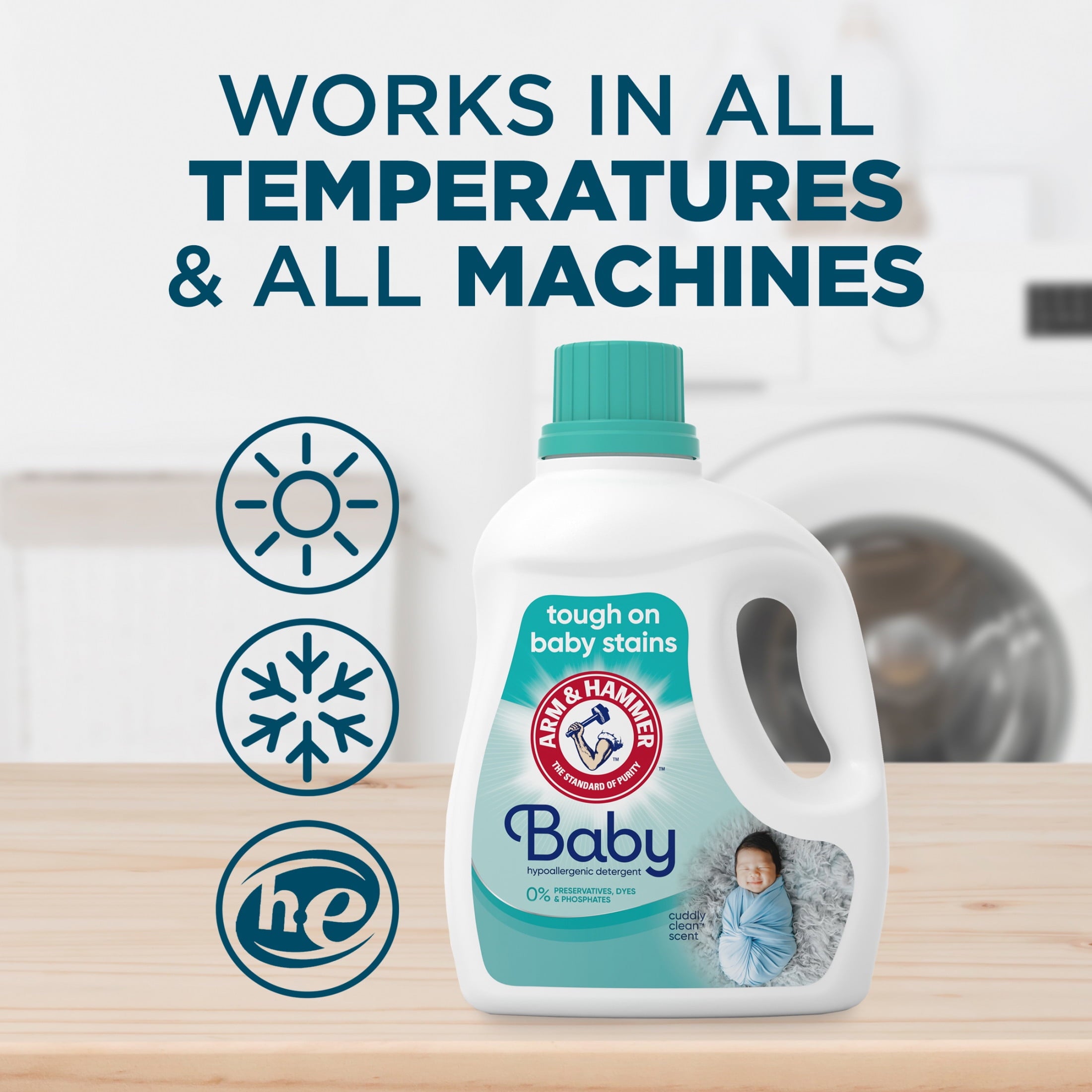 ARM & HAMMER Baby Hypoallergenic Liquid Laundry Detergent, 77 loads 100.5 fl oz