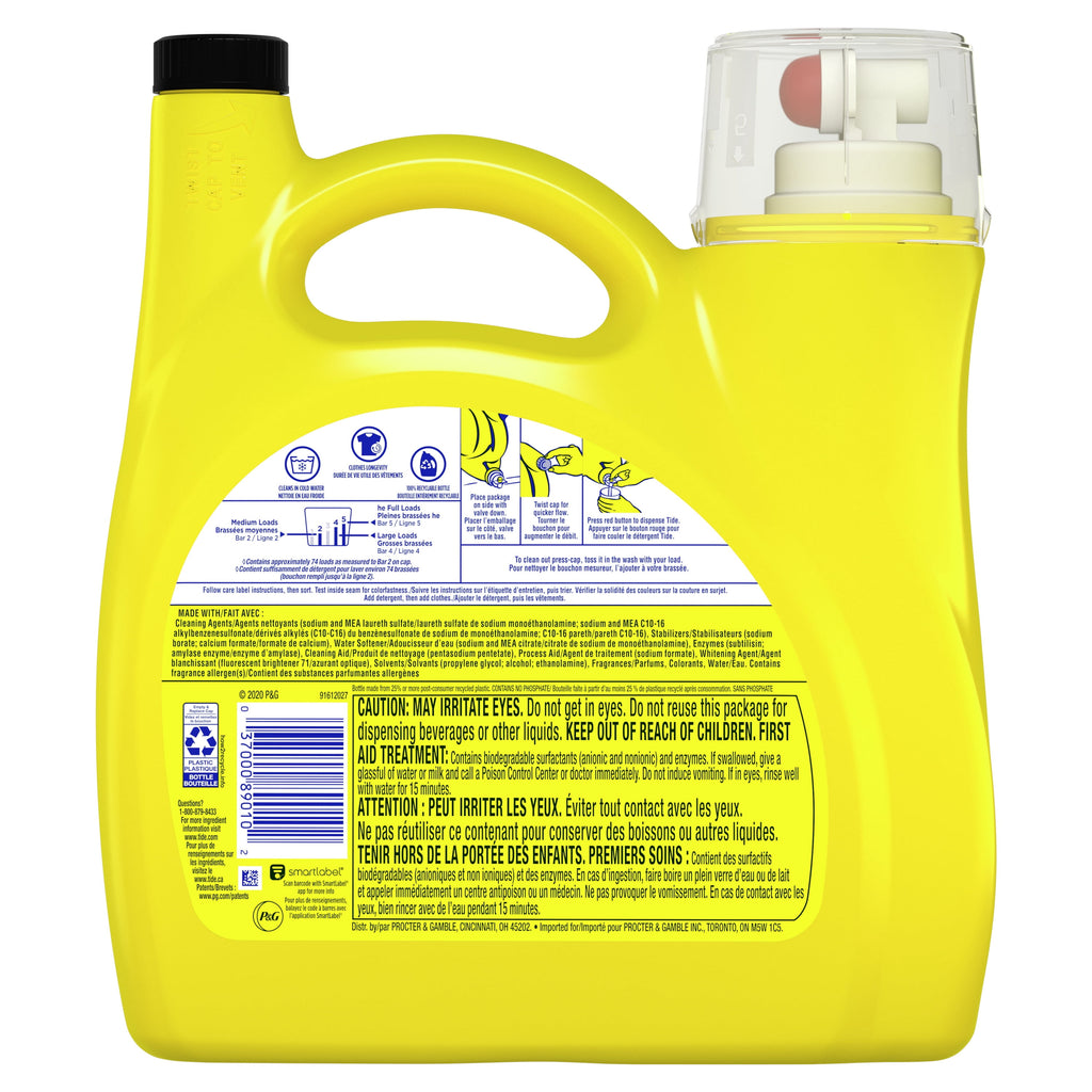 Tide Simply + Oxi Liquid Laundry Detergent, Refreshing Breeze, 96 loads, 150 Fl Oz