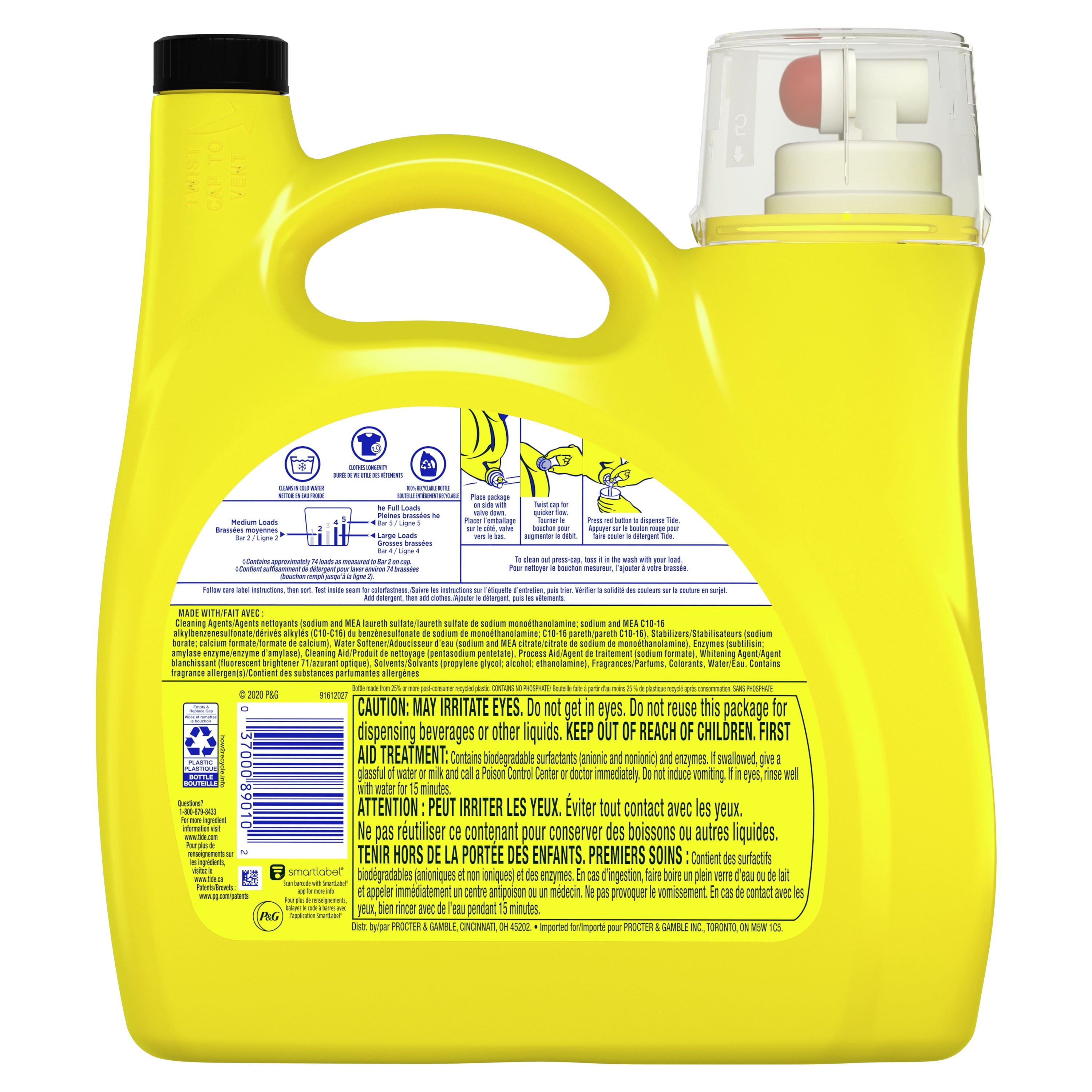 Tide Simply + Oxi Liquid Laundry Detergent, Refreshing Breeze, 96 loads, 150 Fl Oz