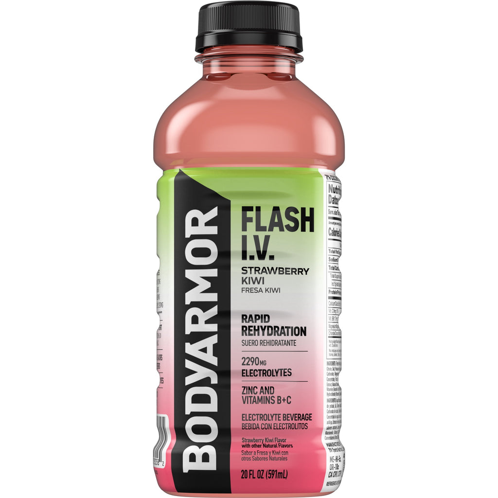 BODYARMOR Flash I.V. Strawberry Kiwi Electrolyte Sports Drink Bottle, 20 fl oz