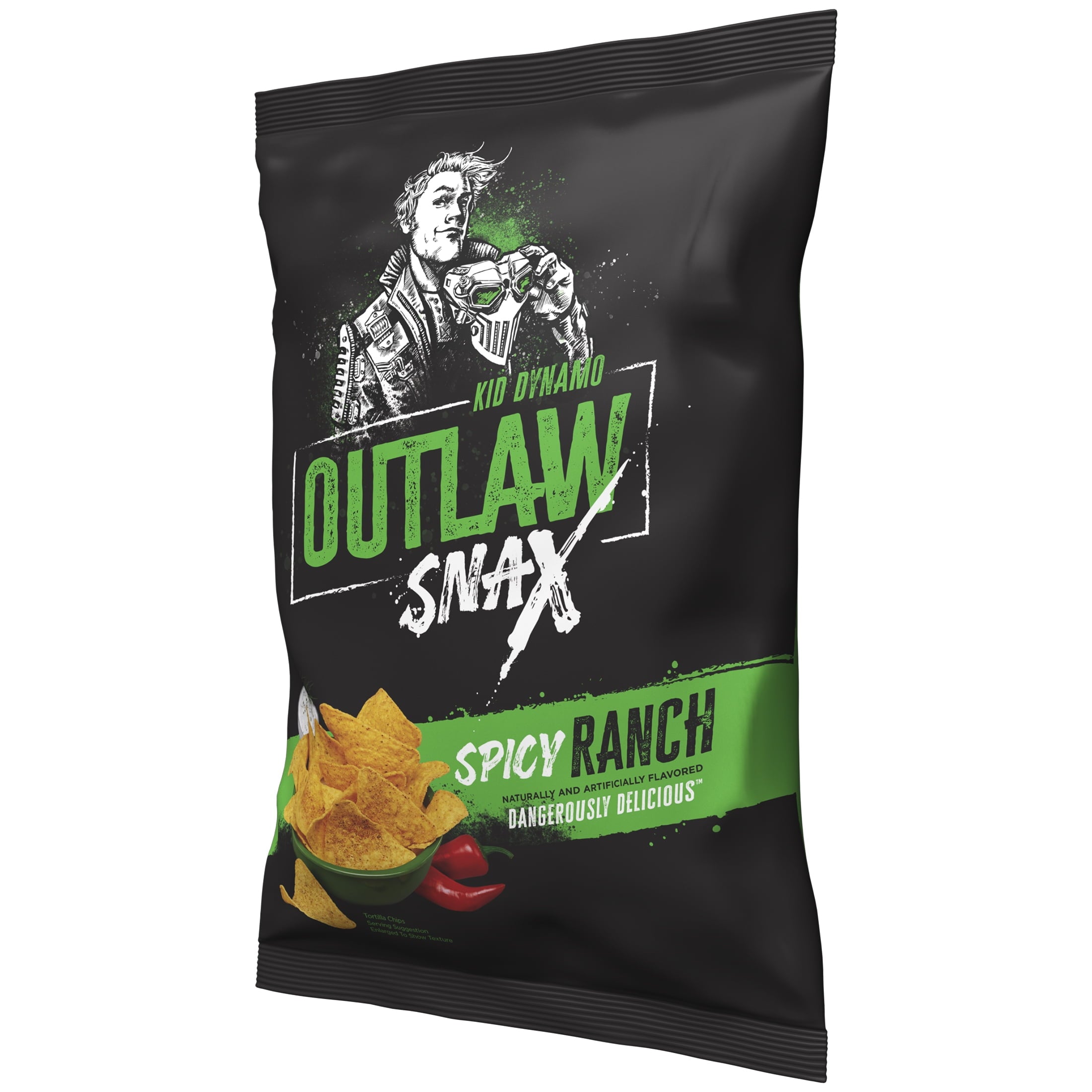 Outlaw Snax Spicy Ranch Flavored Tortilla Chips 10oz Family Size Bag