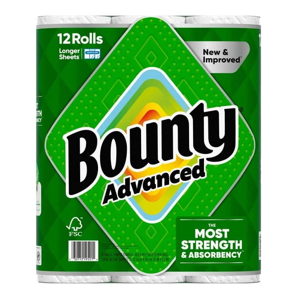 Bounty Advanced Paper Towels, 2-Ply, 103 Sheets, 12 Count