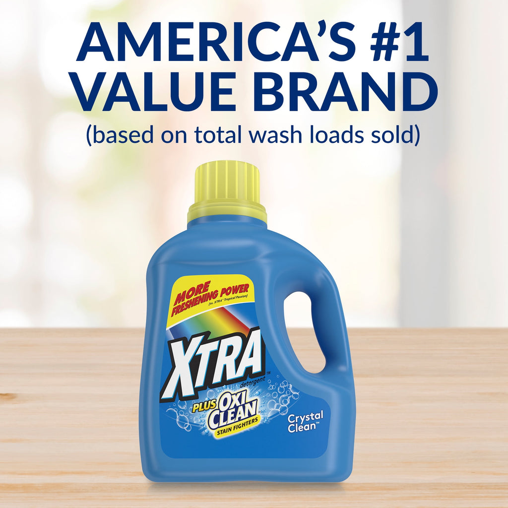 XTRA Plus OxiClean, Crystal Clean, 88 Loads Liquid Laundry Detergent, 136.4 Fl oz