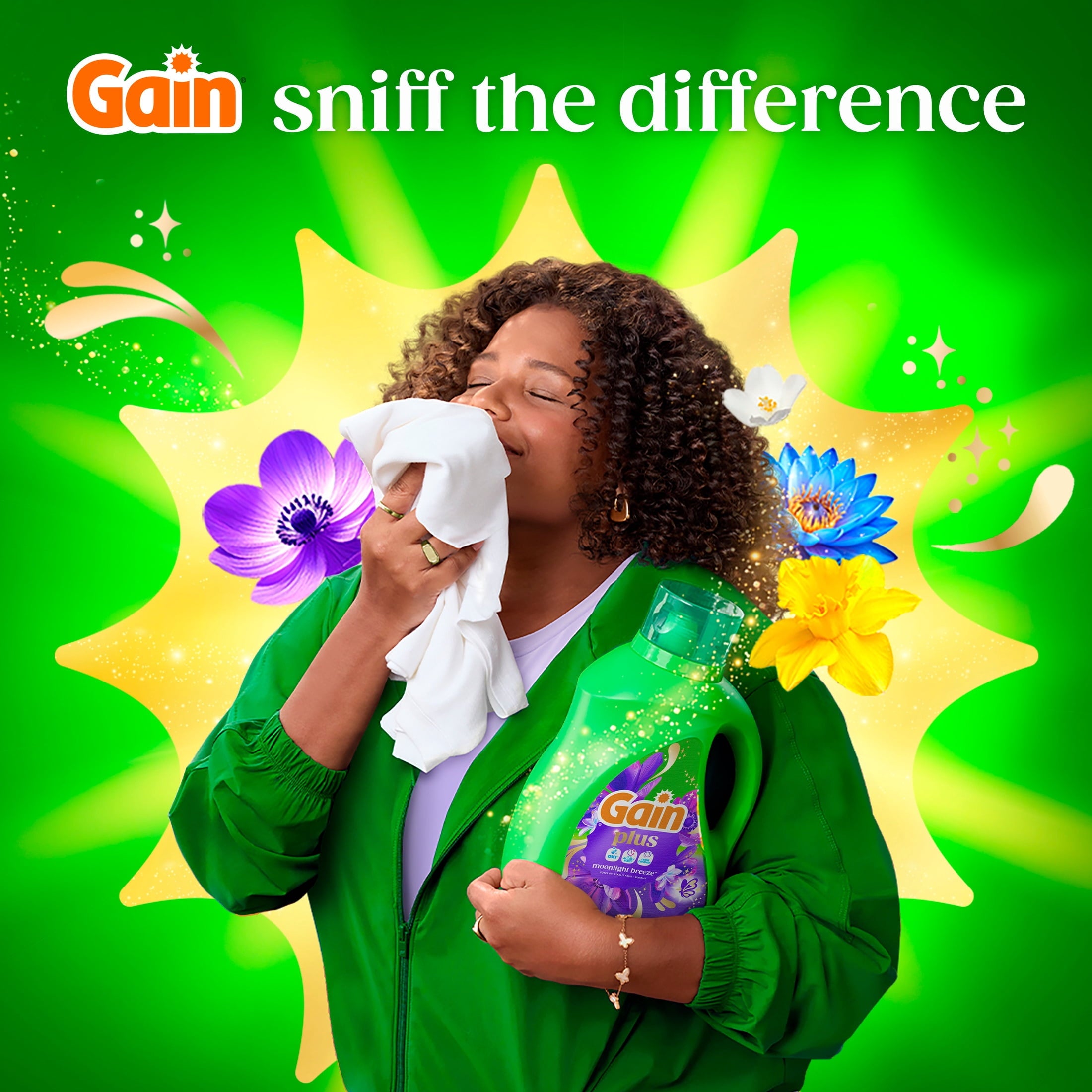 Gain Plus Liquid Laundry Detergent, Now with Odor Defense + OXI, Moonlight Breeze Scent, 99 fl oz, 75 Loads
