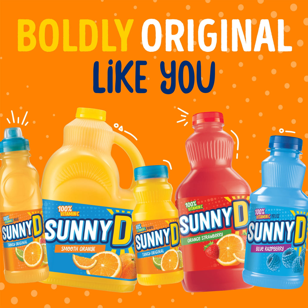 SUNNYD Tangy Original Shelf Stable Orange Juice Drink, 18 Count, 6.75 fl oz Bottles