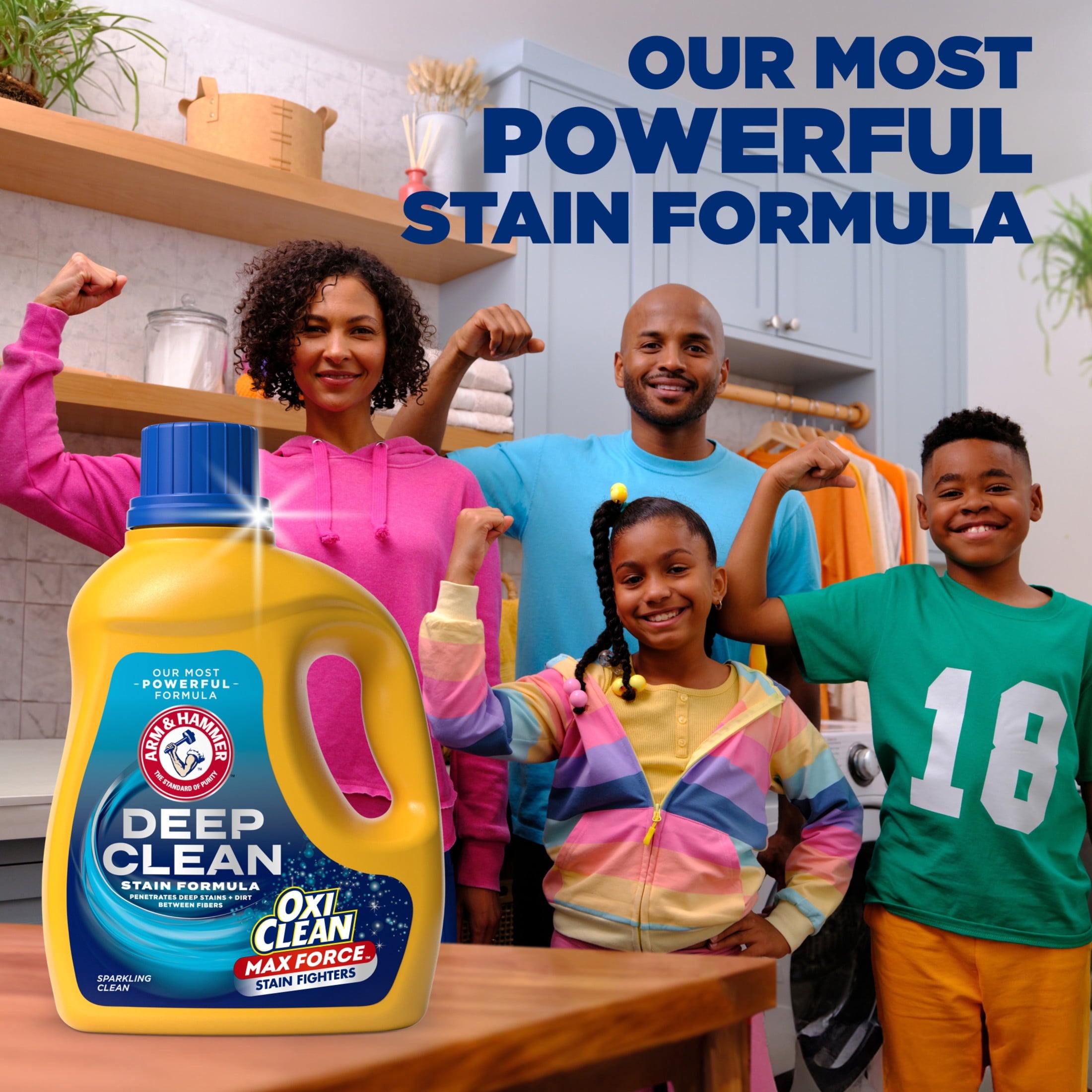 ARM & HAMMER Deep Clean OxiClean Max Force Laundry Detergent, Sparkling Clean, 102 fl oz, 68 Loads