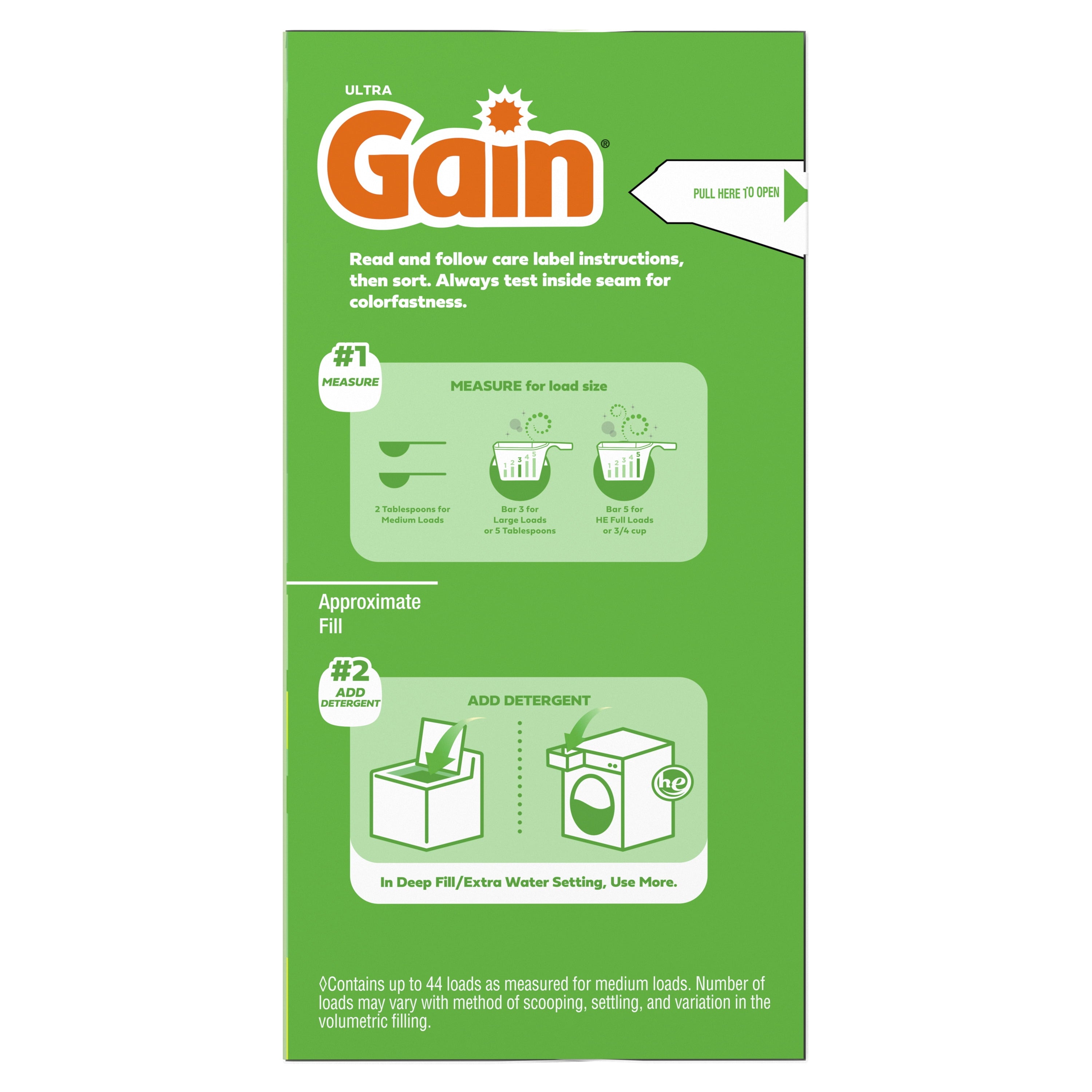 Gain Powder Laundry Detergent, Original Scent, 40 oz, 44 Loads