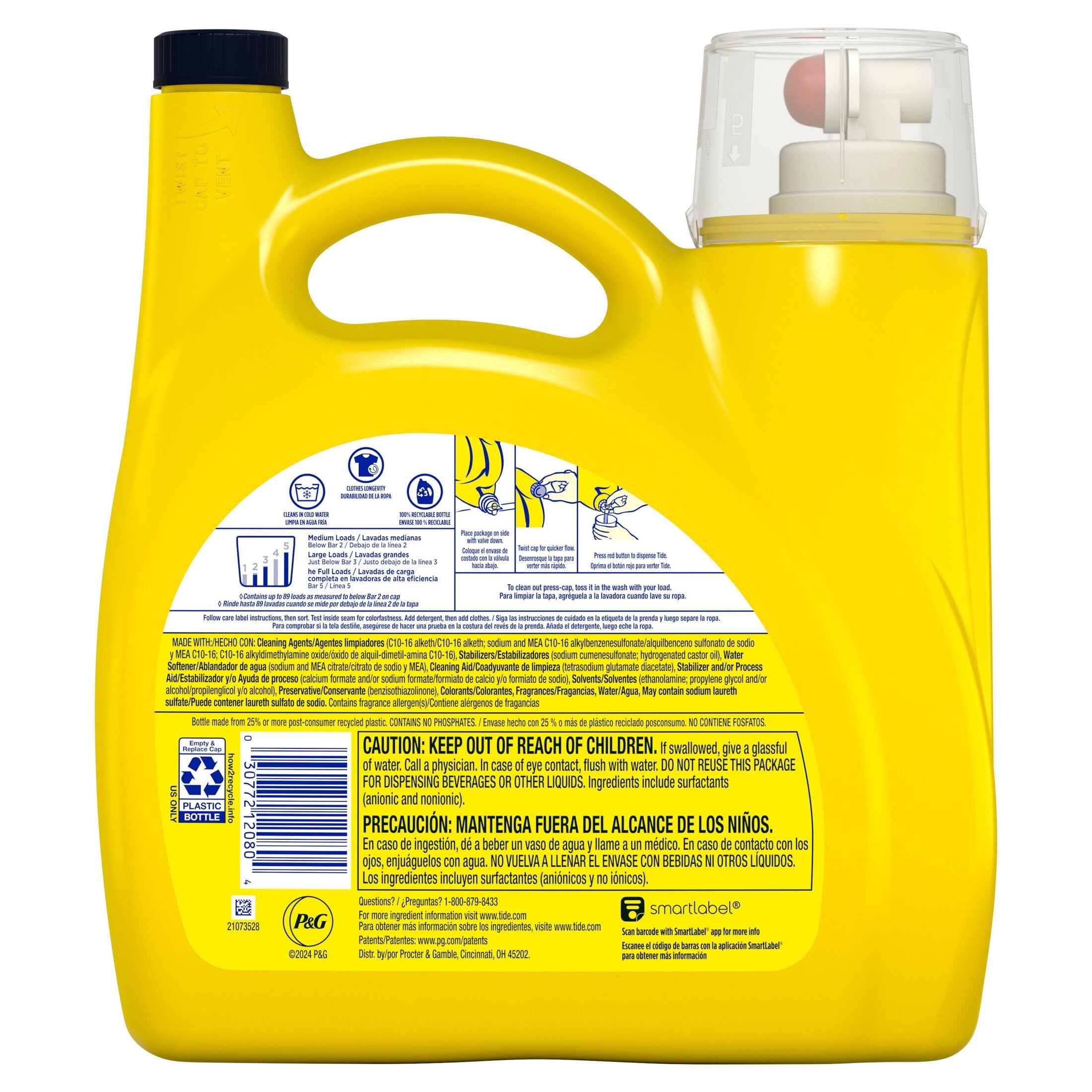 Tide Simply Laundry Detergent Liquid, Clean & Fresh, Berry Blossom Scent, 138 Loads, 173 fl oz